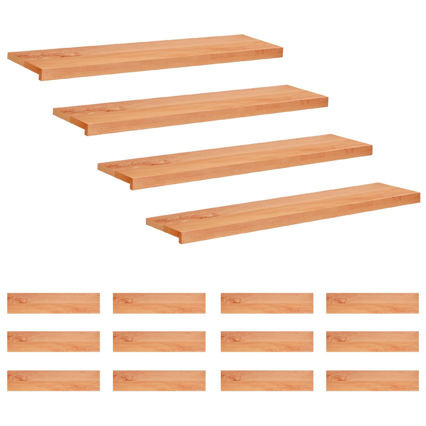 vidaXL Σκαλοπάτια 16 τεμ. 120 x 25 x 2 cm Βερνίκι Στερεό ξύλο οξιάς