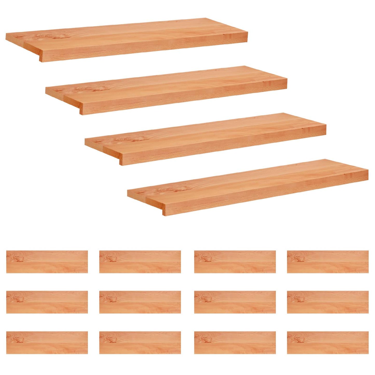 vidaXL Σκαλοπάτια 16 τεμ. 90 x 30 x 2 cm Βερνίκι Στερεό ξύλο οξιάς