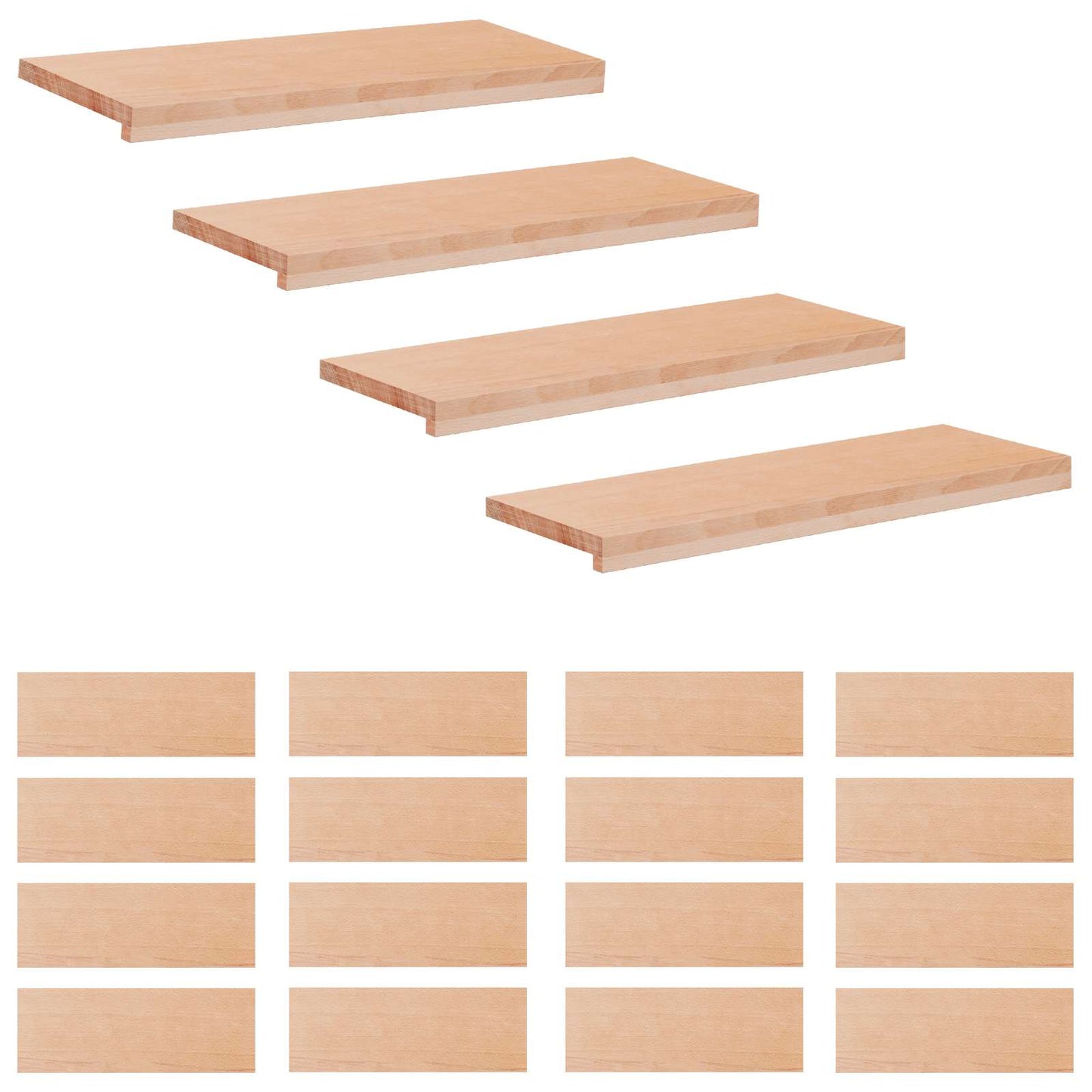 vidaXL Σκαλοπάτια 20 τεμ. 70 x 25 x 2 cm Φυσικό Στερεό ξύλο οξιάς