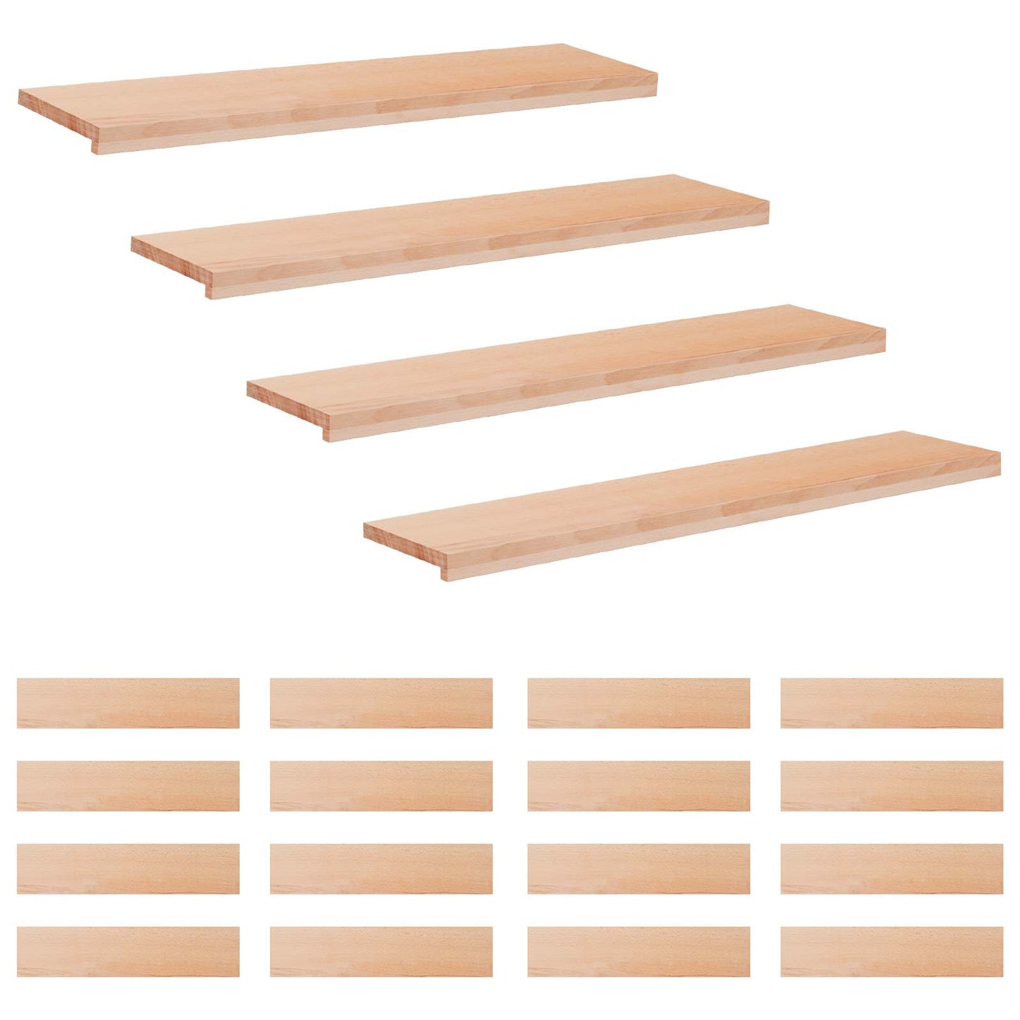 vidaXL Σκαλοπάτια 20 τεμ. 120 x 25 x 2 cm Φυσικό Στερεό ξύλο οξιάς