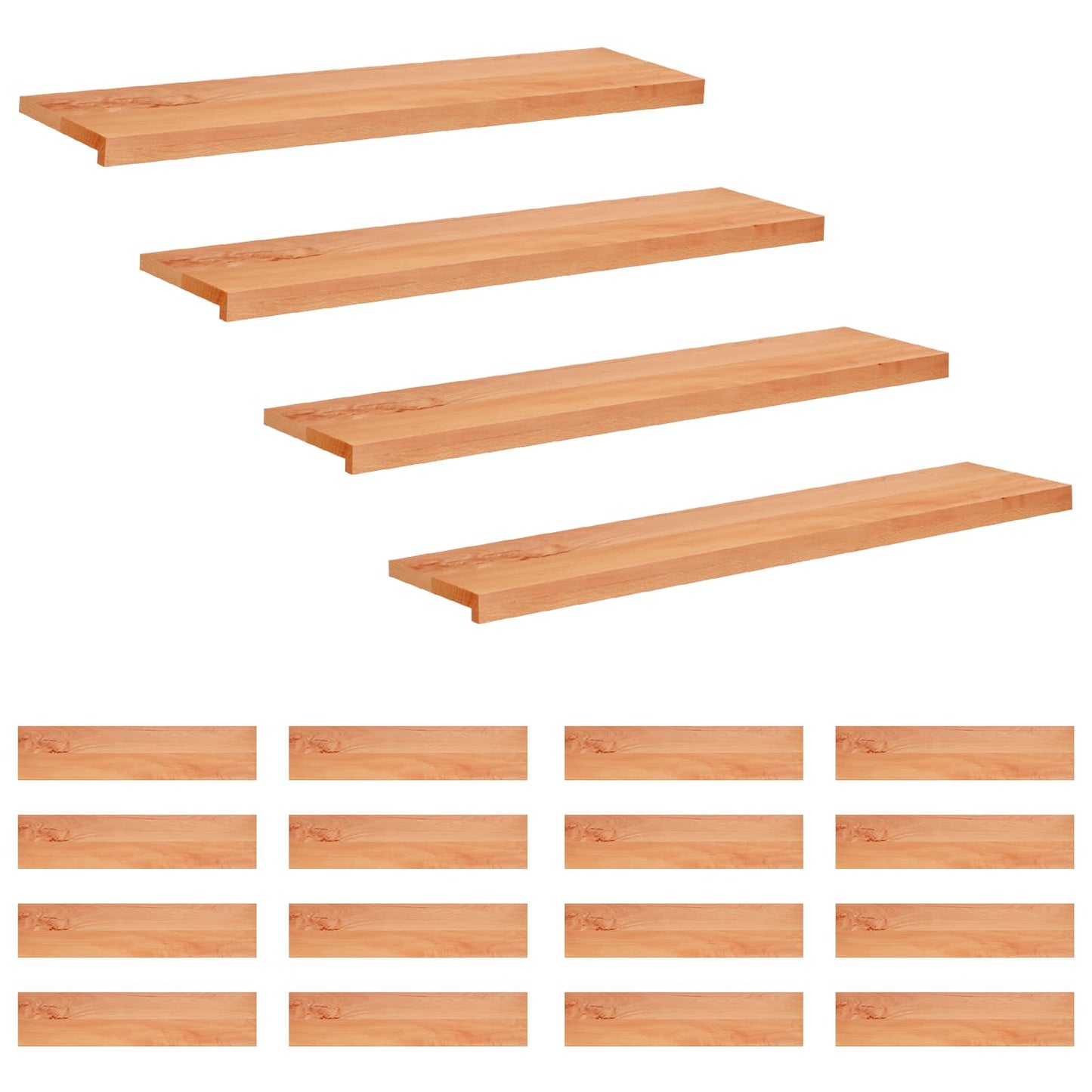 vidaXL Σκαλοπάτια 20 τεμ. 120 x 25 x 2 cm Βερνίκι Στερεό ξύλο οξιάς