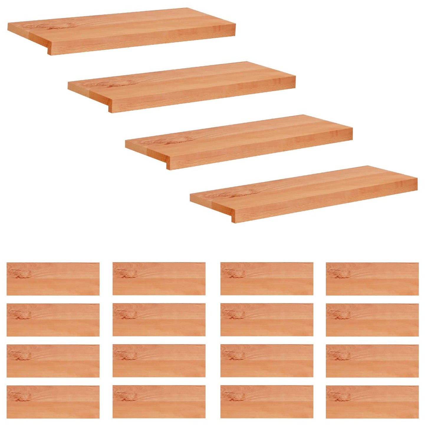 vidaXL Σκαλοπάτια 20 τεμ. 70 x 30 x 2 cm Βερνίκι Στερεό ξύλο οξιάς