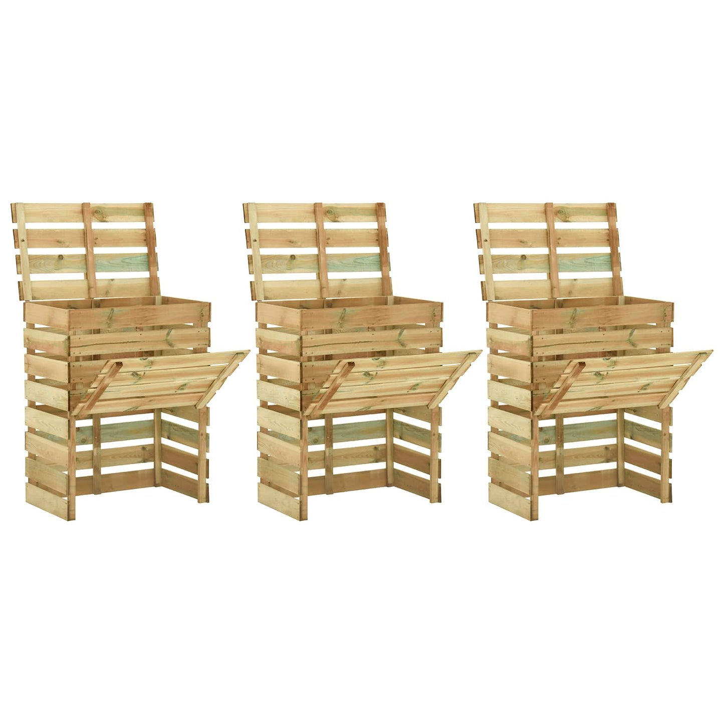 vidaXL Σχάρωμα Κήπου 3 pcs Πράσινο 110 x 58 x 113 εκ Μασίφ Ξύλο Πεύκου