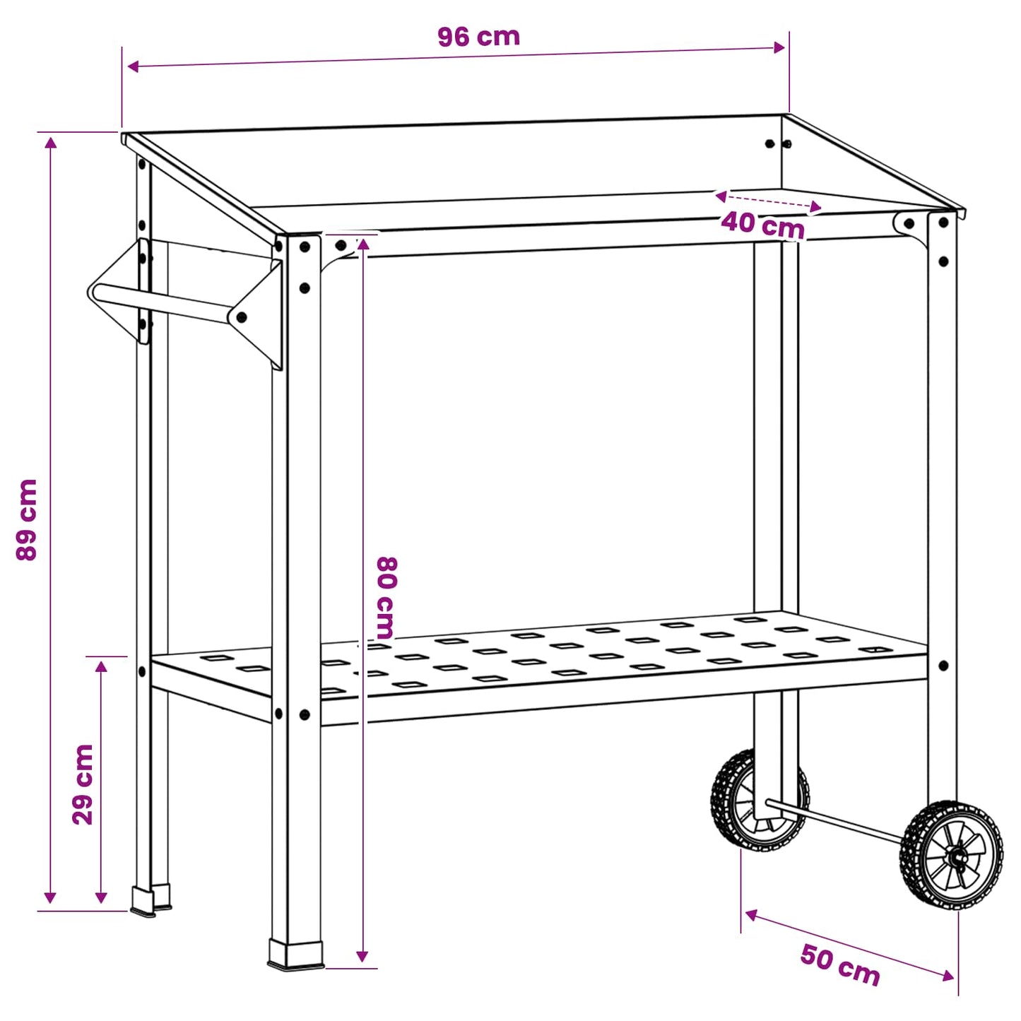 vidaXL Τραπέζι Φυτεύσεων με Ρόδες 96 x 50 x 89 εκ.