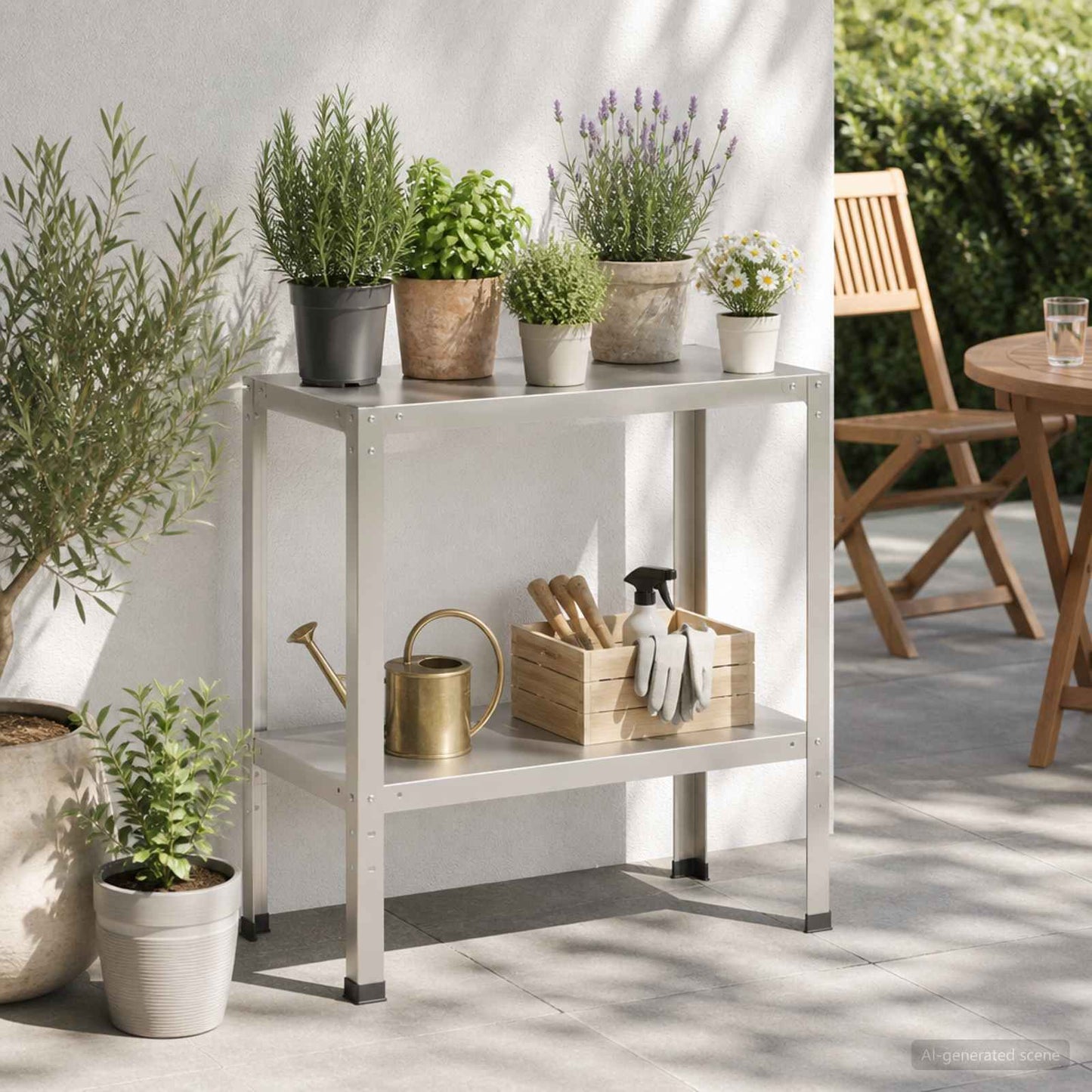 vidaXL Τραπέζι φύτευσης 100 x 40 x 80 cm Ανοξείδωτο Ατσάλι Ασημί