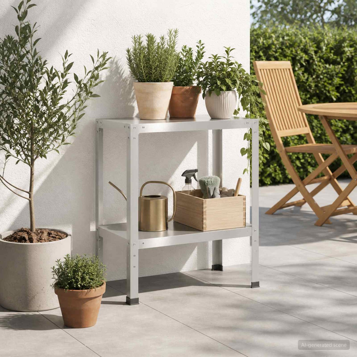 vidaXL Τραπέζι φύτευσης 60 x 40 x 80 εκ Ανοξείδωτο Ατσάλι Ασημί