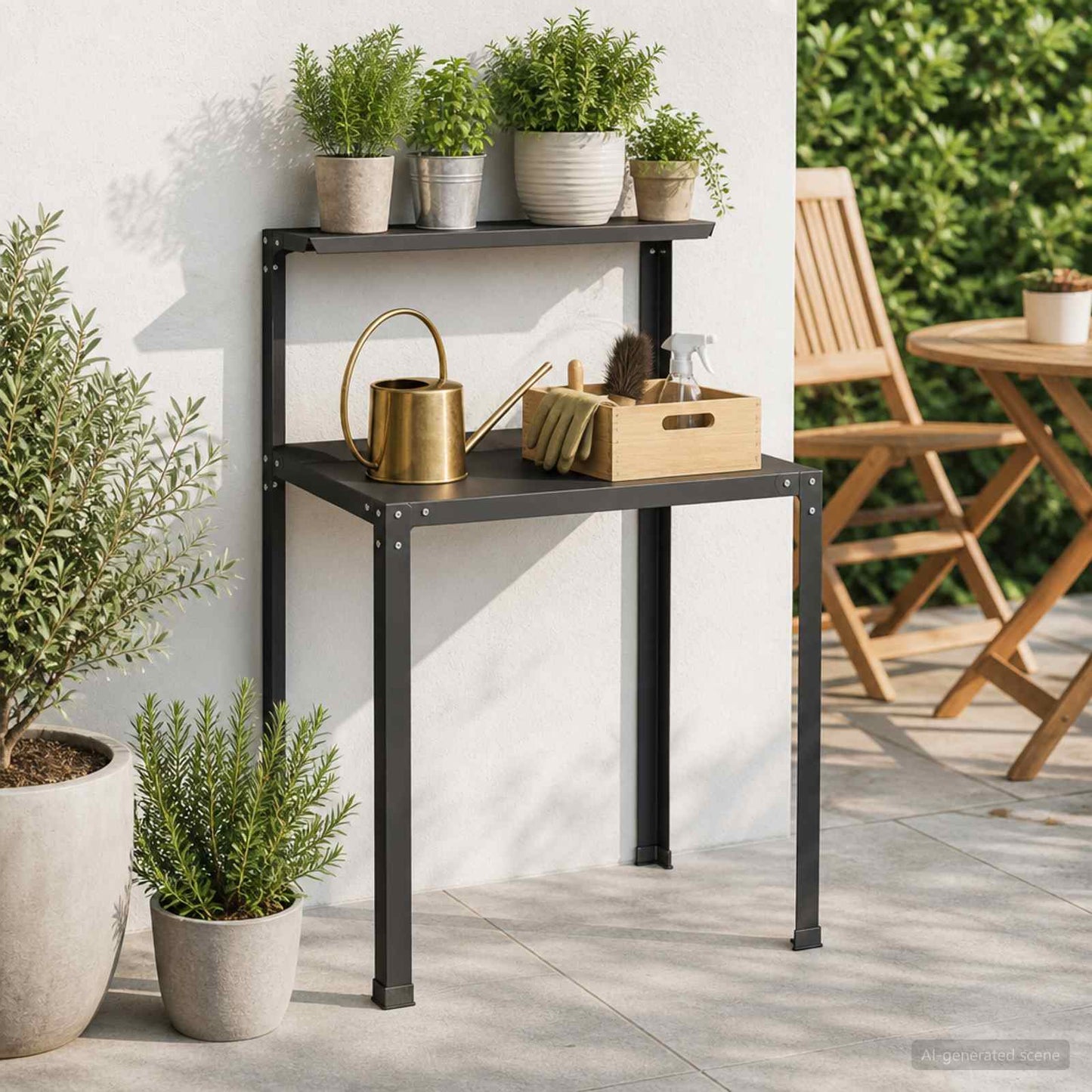vidaXL Τραπέζι φύτευσης 100 x 50 x 104 cm Χάλυβας με επίστρωση πούδρας