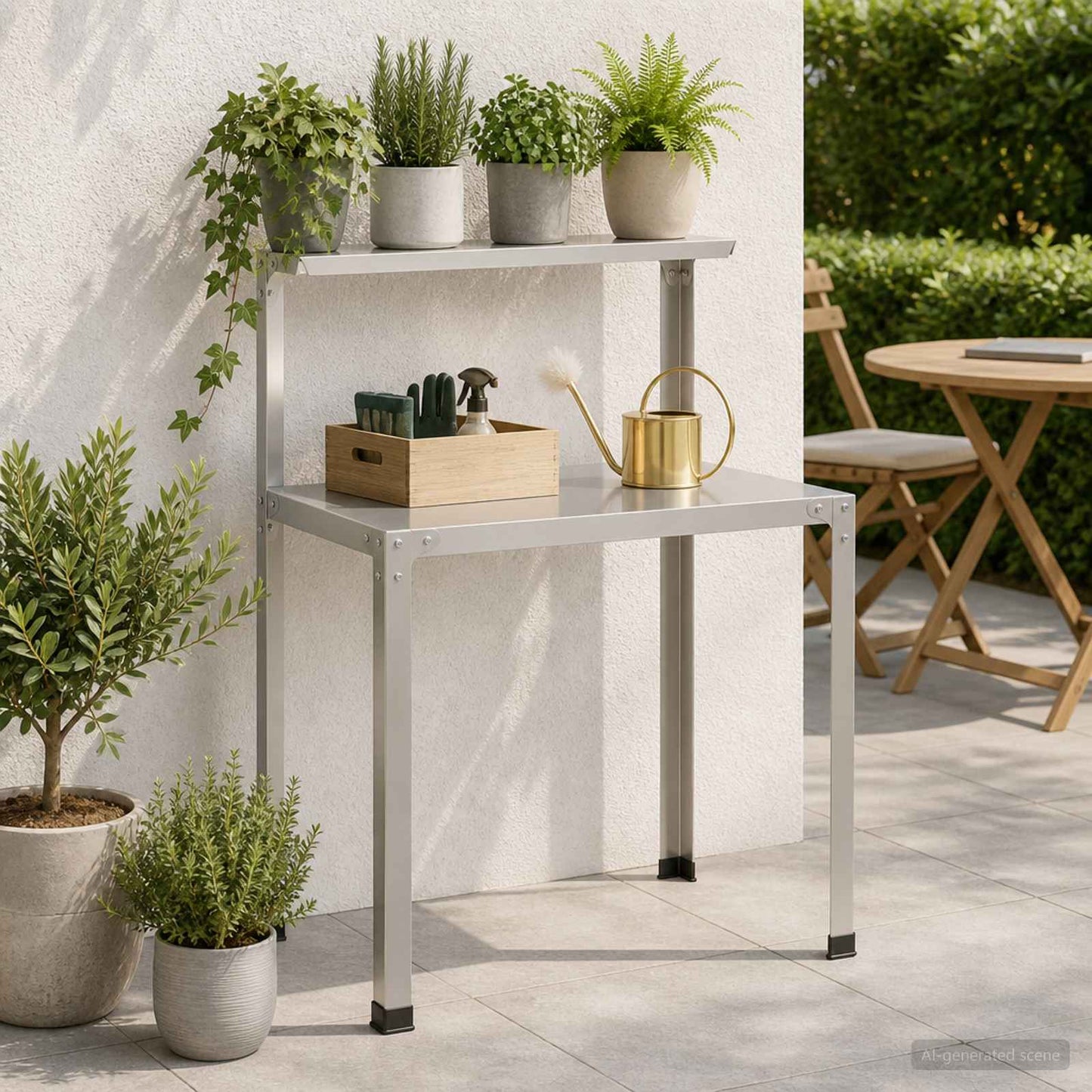 vidaXL Τραπέζι φύτευσης 100 x 50 x 104 cm Ανοξείδωτο Ατσάλι Ασημί