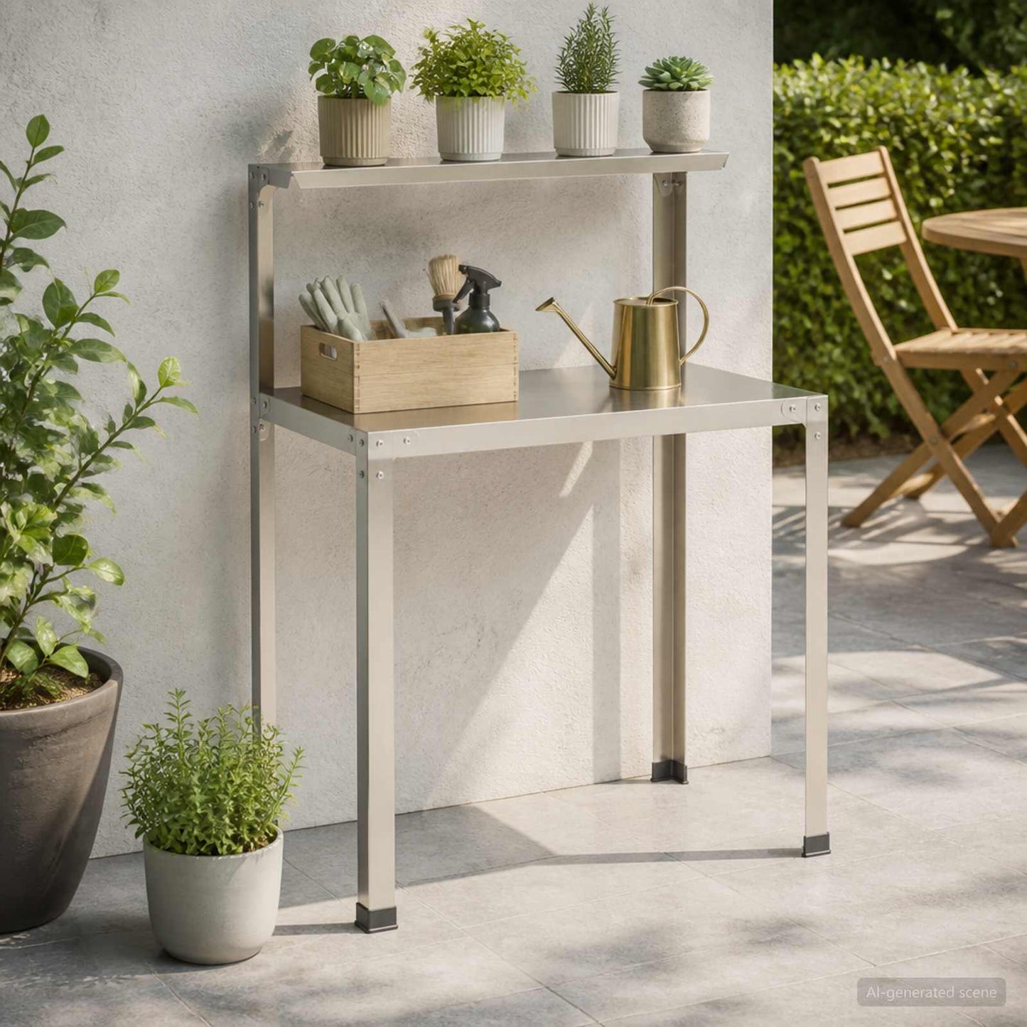 vidaXL Τραπέζι φύτευσης 60 x 50 x 104 cm Ανοξείδωτο Ατσάλι Ασημί
