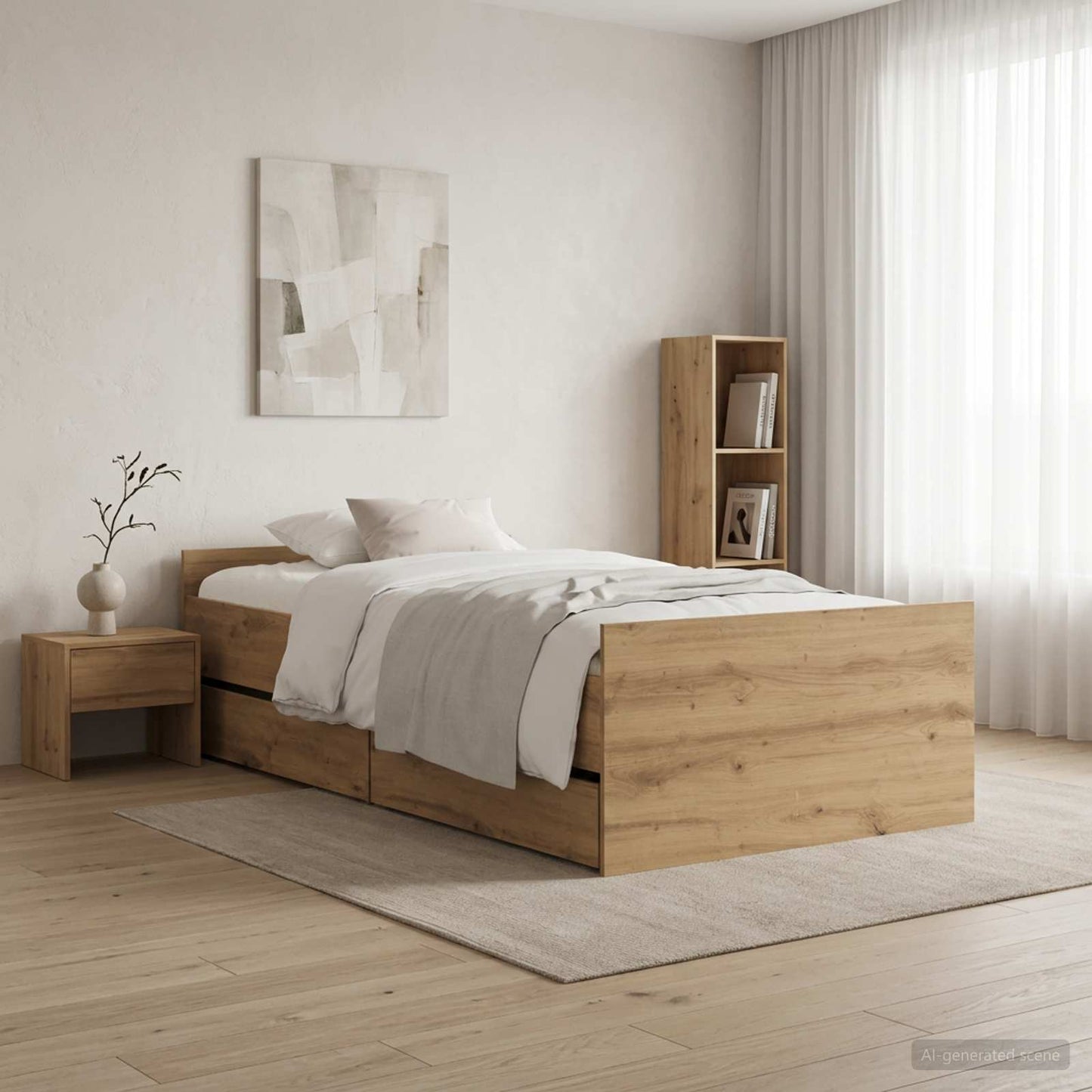vidaXL Σκελετός Κρεβατιού Artisan Δρυς 90 x 200 cm Επεξεργασμένο Ξύλο