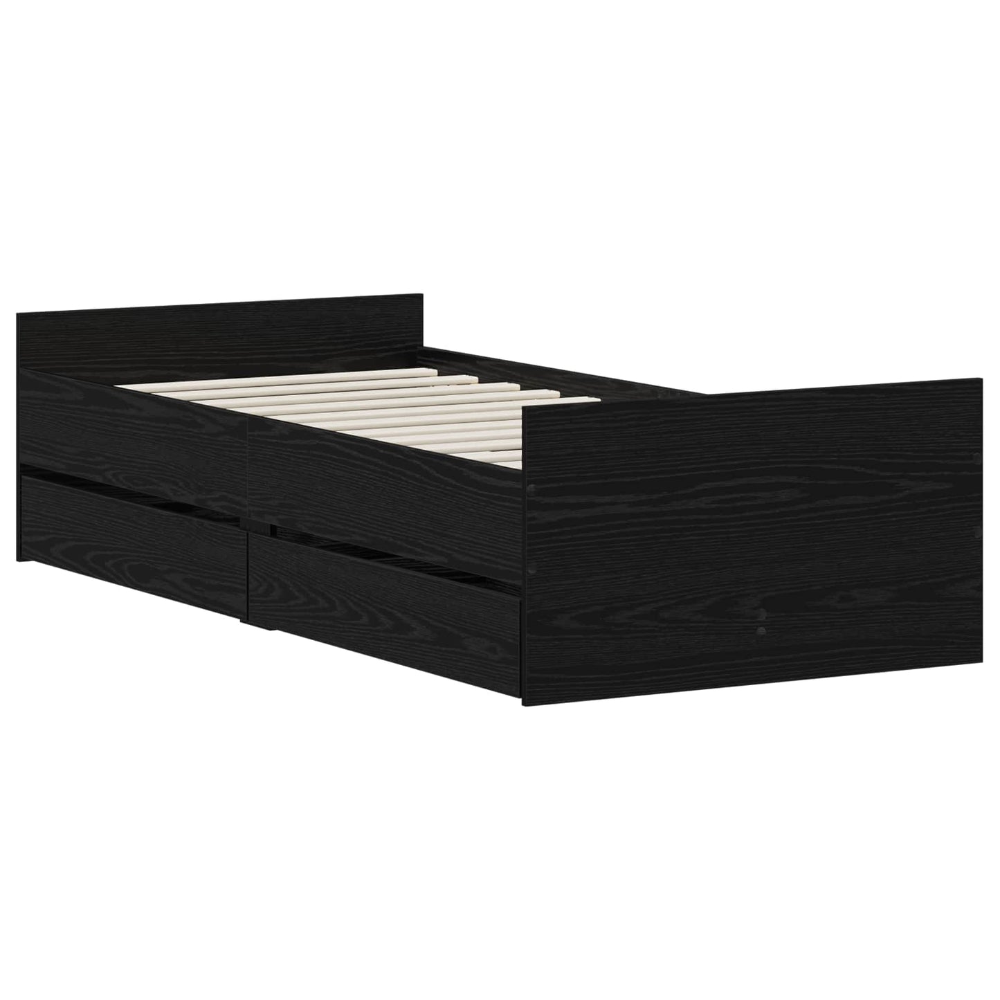 vidaXL Σκελετός Κρεβατιού Μαύρη Δρυς 90 x 200 cm Επεξεργασμένο Ξύλο