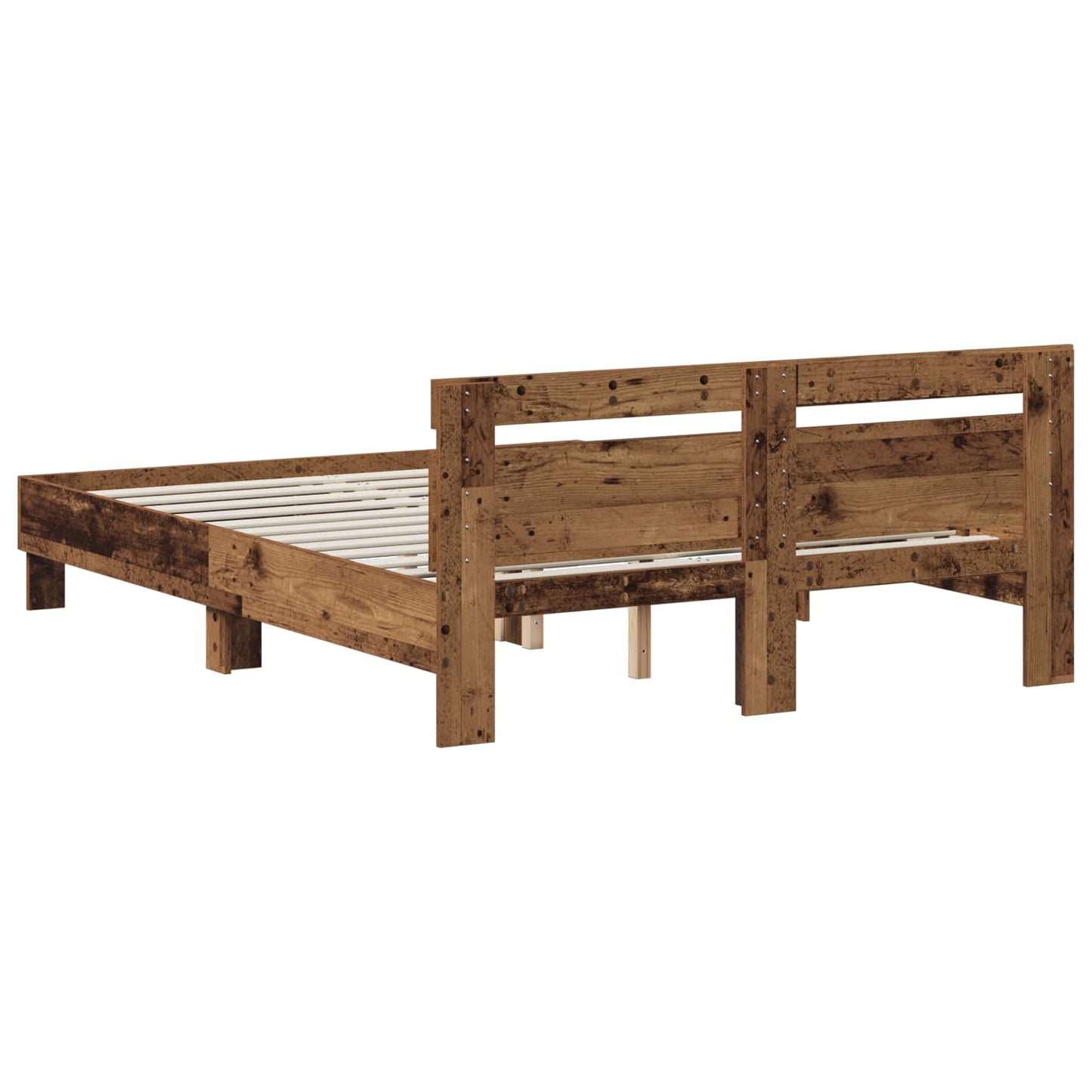 vidaXL Σκελετός Κρεβατιού Παλαιωμένο ξύλο 140 x 190 cm