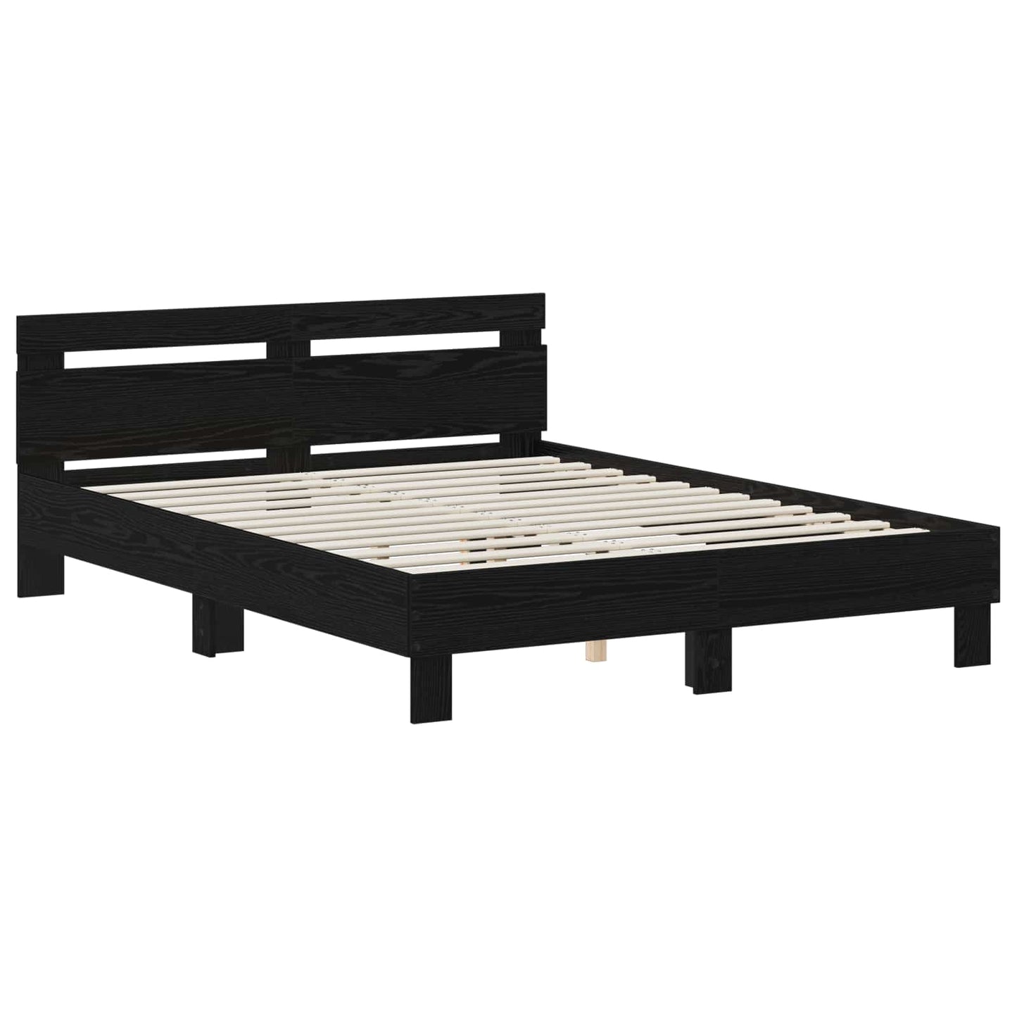 vidaXL Σκελετός Κρεβατιού Μαύρη Δρυς 140 x 190 cm Επεξεργασμένο ξύλο