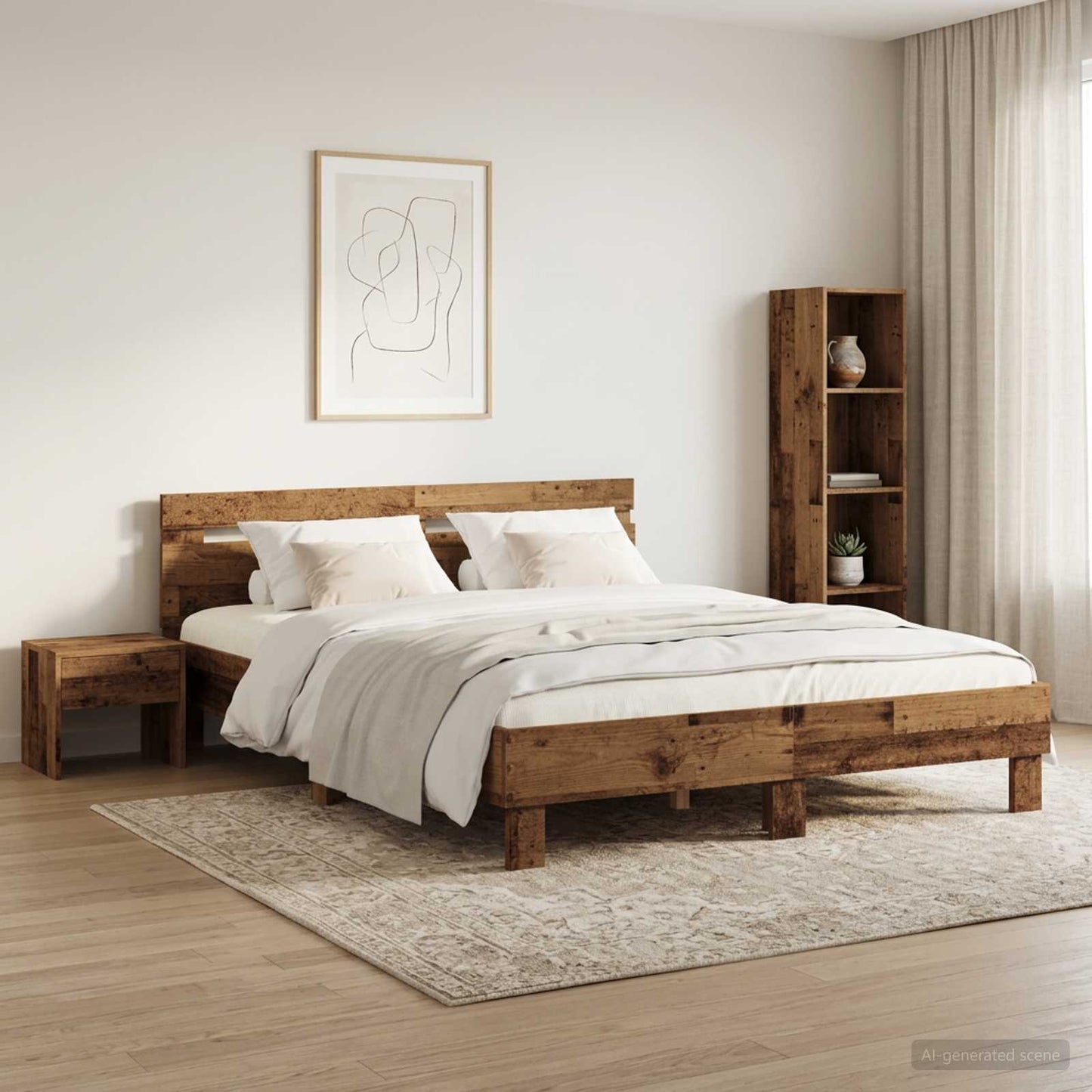 vidaXL Σκελετός Κρεβατιού Παλαιωμένο ξύλο 135 x 190 cm
