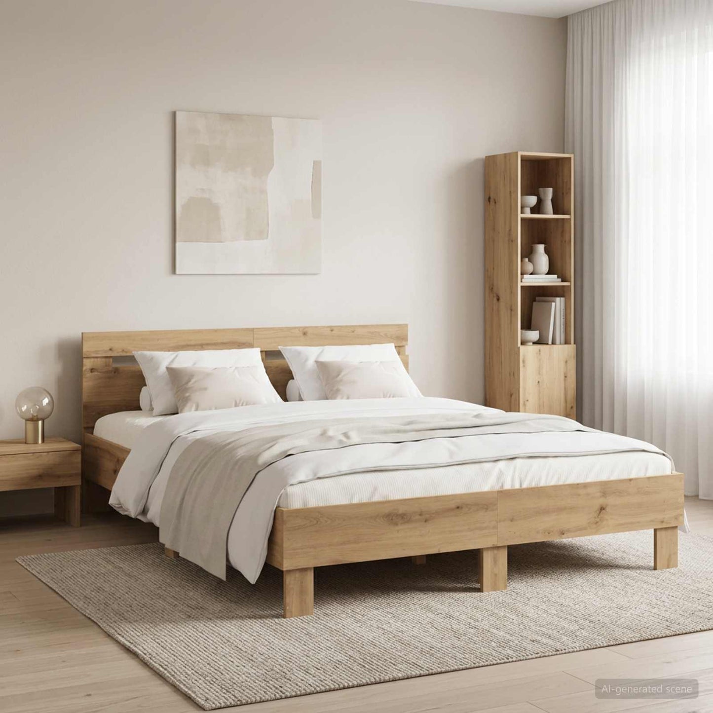 vidaXL Σκελετός Κρεβατιού Artisan Δρυς 135 x 190 cm Επεξεργασμένο Ξύλο