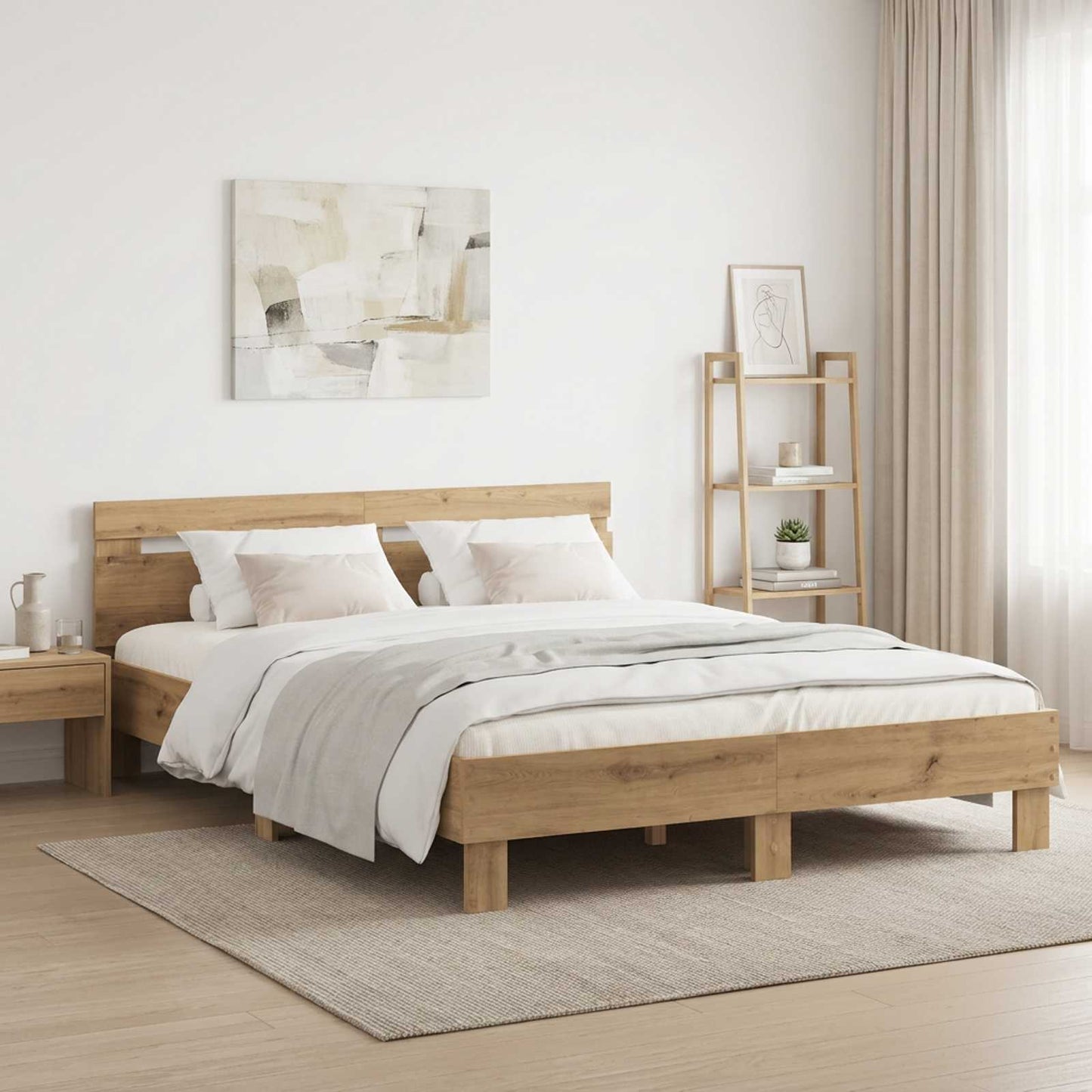 vidaXL Σκελετός Κρεβατιού Artisan Δρυς 135 x 190 cm Επεξεργασμένο ξύλο