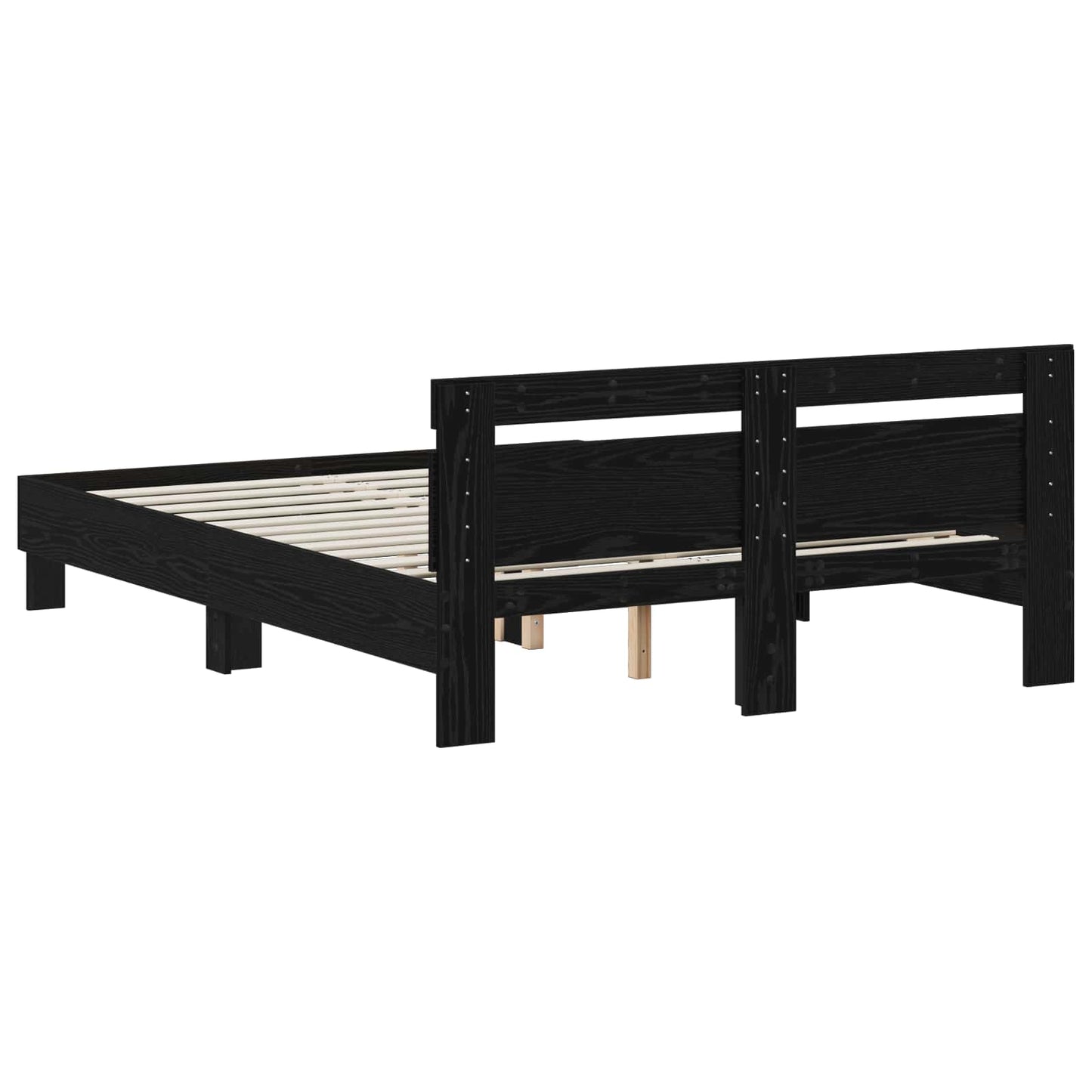 vidaXL Σκελετός Κρεβατιού Μαύρη Δρυς 135 x 190 cm Επεξεργασμένο ξύλο