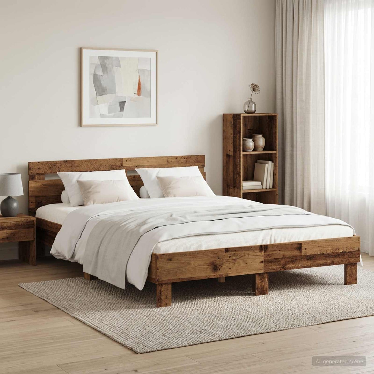 vidaXL Σκελετός Κρεβατιού Παλαιωμένο ξύλο 120 x 190 cm