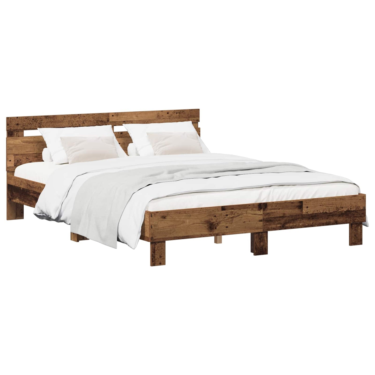 vidaXL Σκελετός Κρεβατιού Παλαιωμένο ξύλο 120 x 190 cm