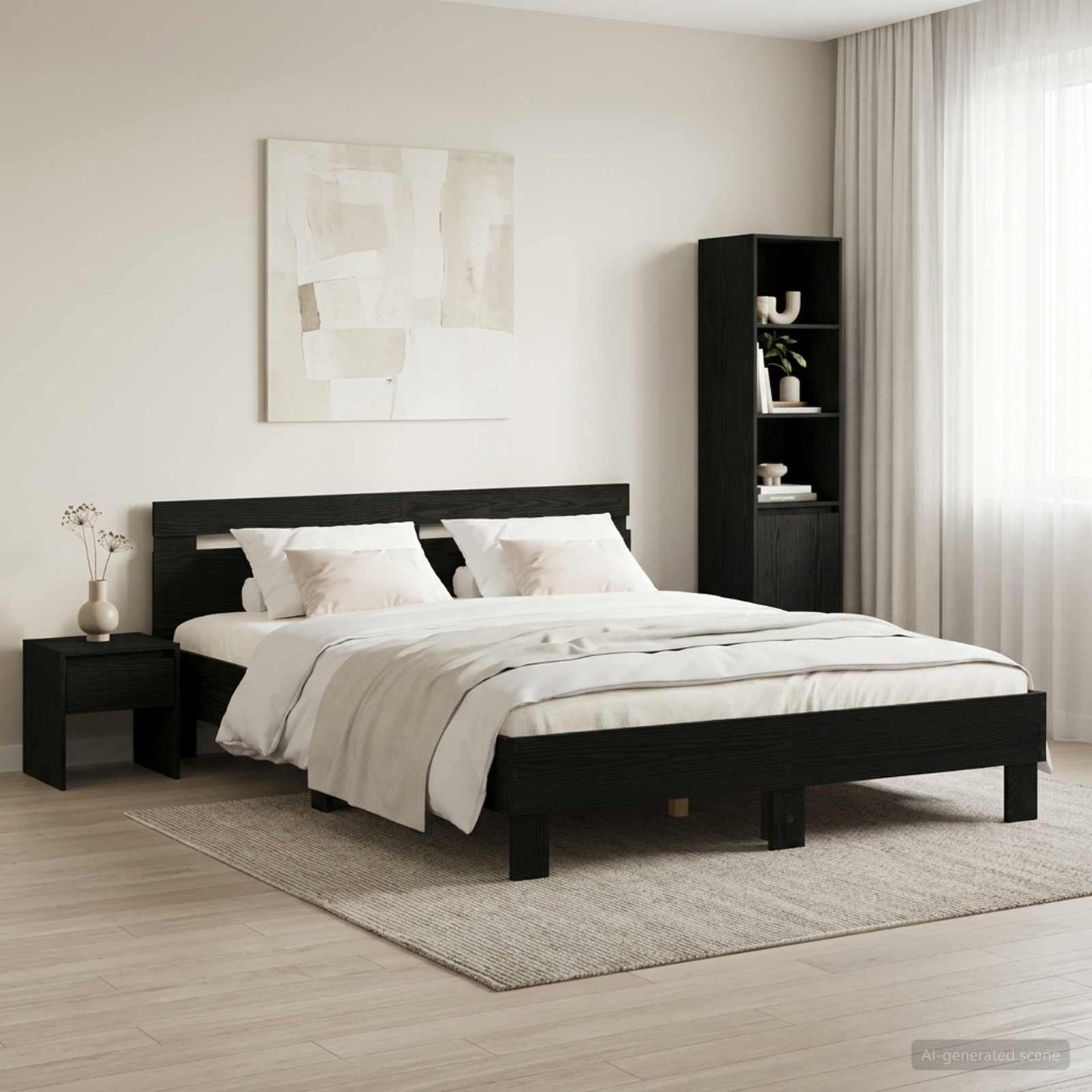 vidaXL Σκελετός Κρεβατιού Μαύρη Δρυς 120 x 190 cm Επεξεργασμένο ξύλο