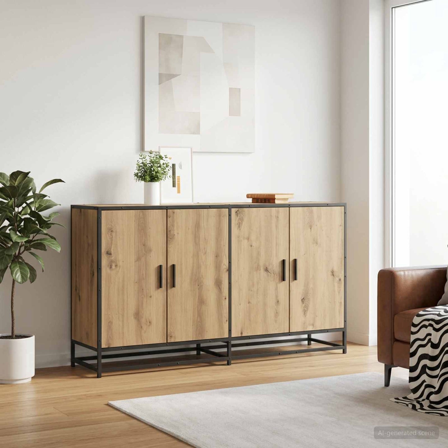 vidaXL Πλαϊνό γραφείο Artisan Δρυς 134 x 35 x 76 εκ.