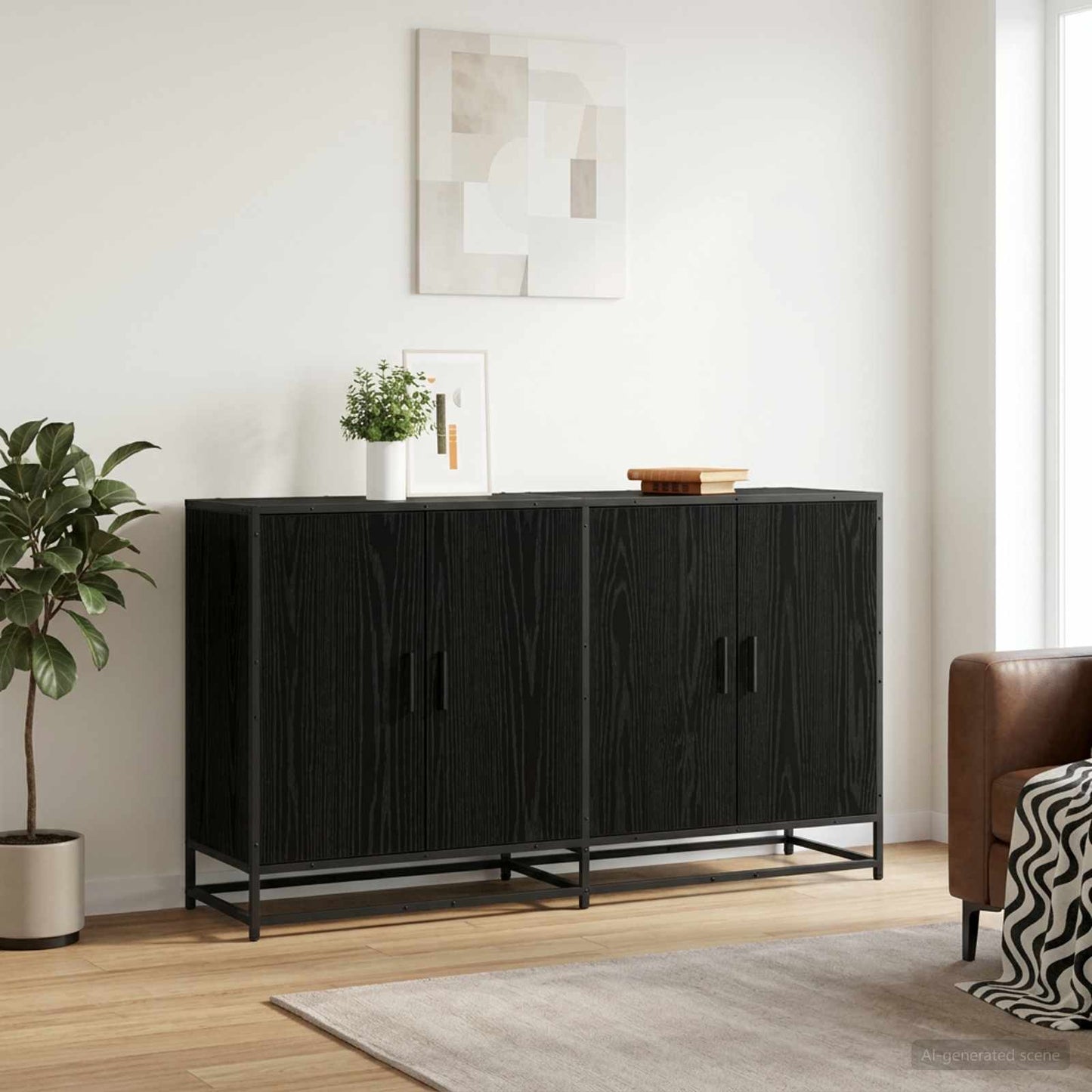 vidaXL Πλαϊνό γραφείο Μαύρη Δρυς 134 x 35 x 76 εκ. Επεξεργασμένο Ξύλο