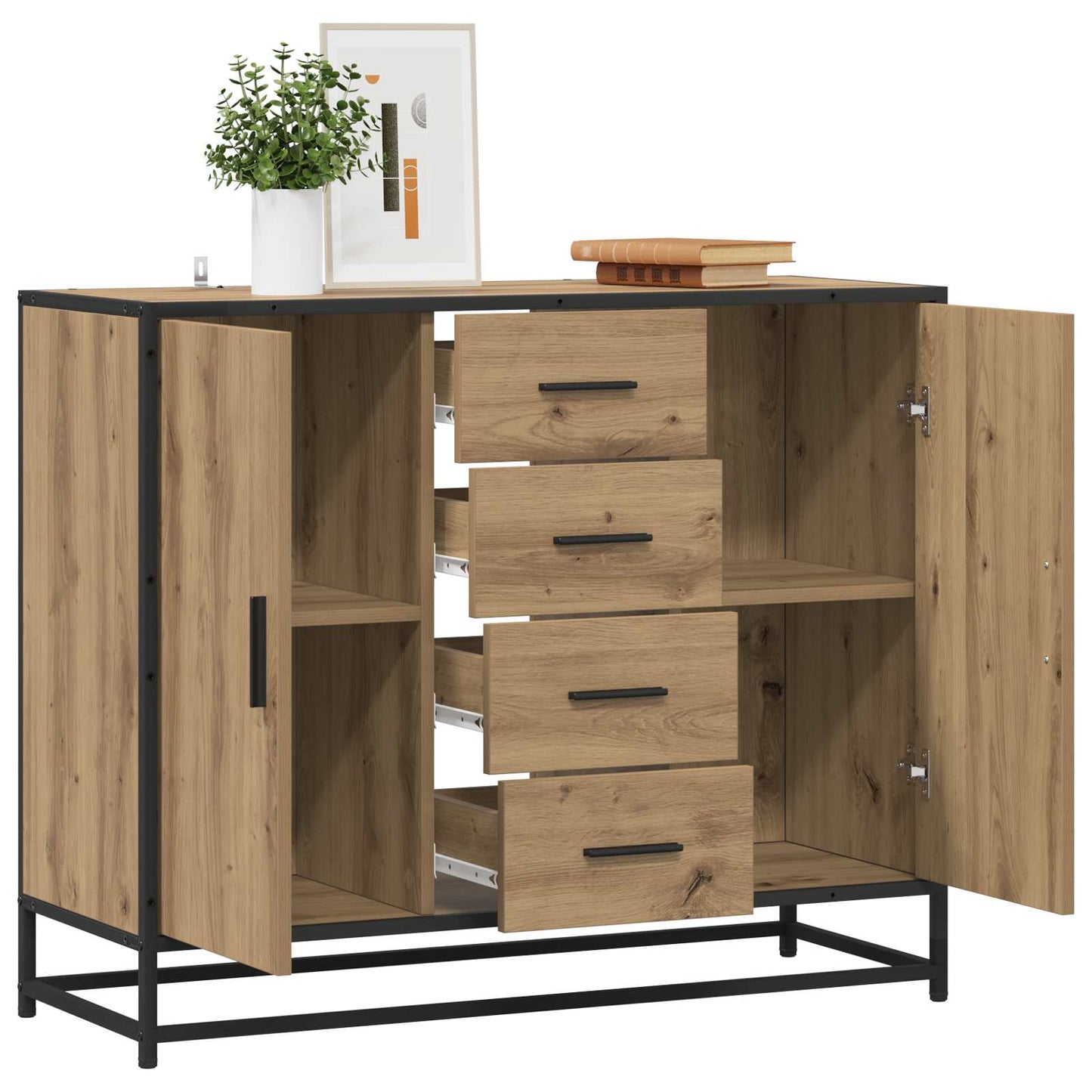 vidaXL Πλαϊνό γραφείο Artisan Δρυς 92 x 35 x 76 εκ. Επεξεργασμένο Ξύλο