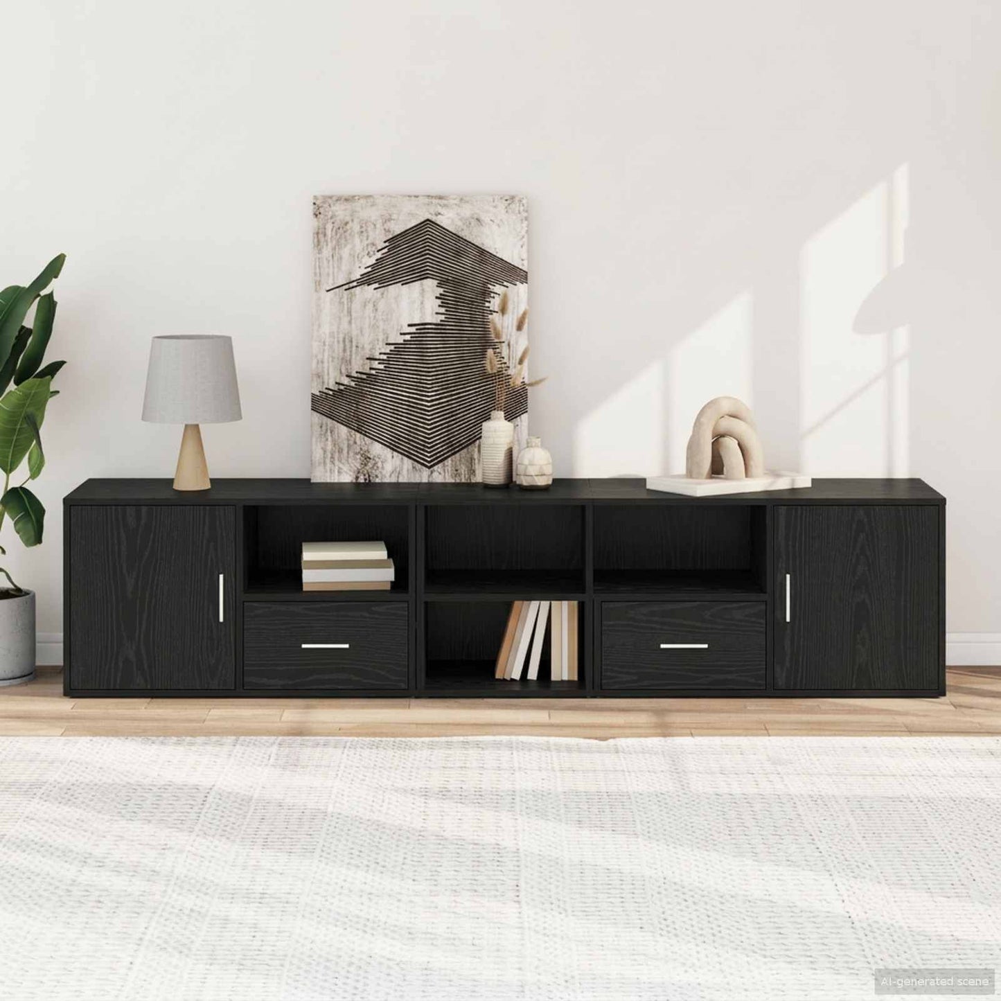 vidaXL Γωνιακό Ντουλάπι Μαύρη Δρυς 200 x 40 x 45 εκ Επεξεργασμένο Ξύλο