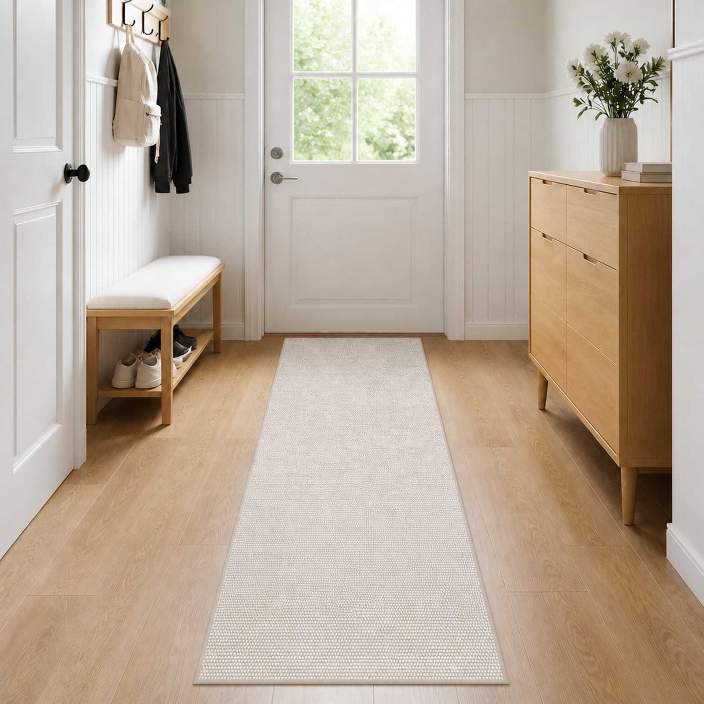 vidaXL Χαλί Κρεμ 100 x 250 cm 100% Πολυεστέρας 3 mm Πλένεται