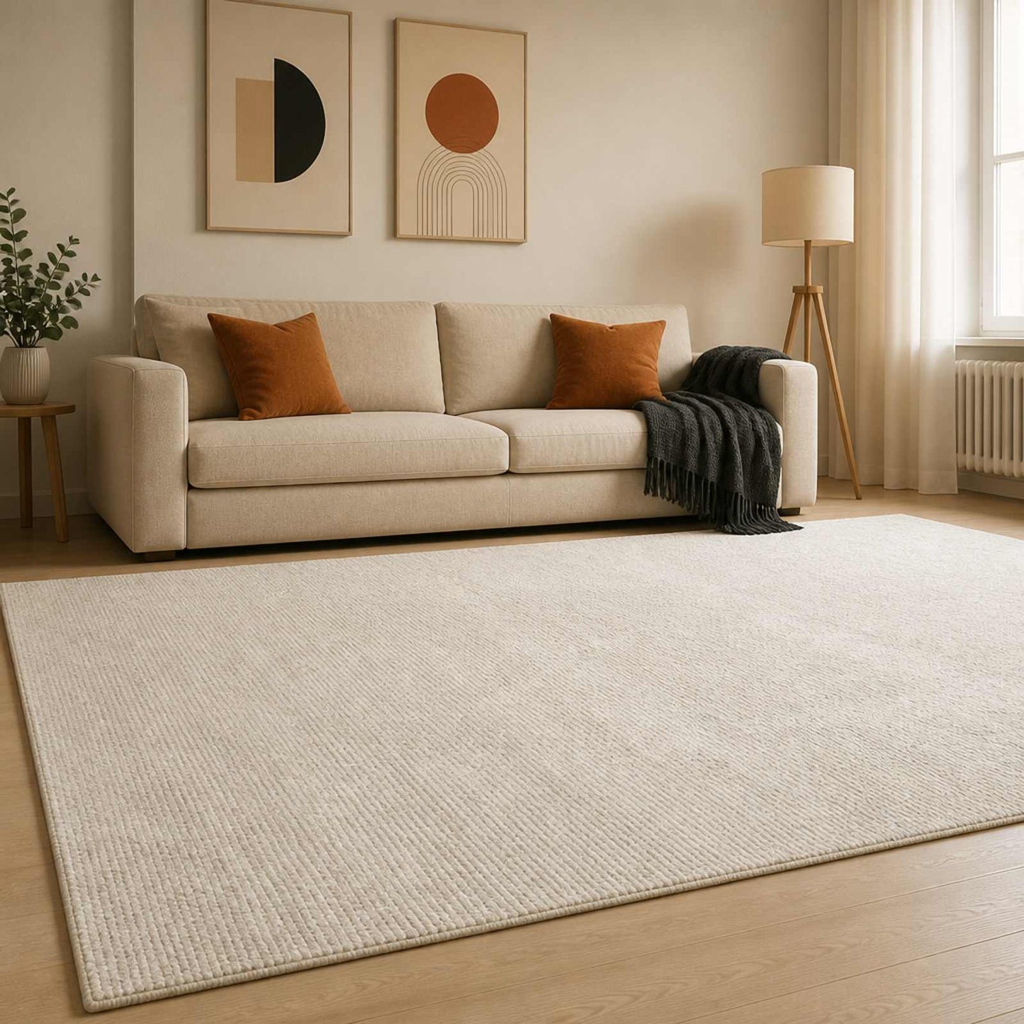vidaXL Χαλί Κρεμ 300 x 400 cm 100% Πολυεστέρας 3 mm Πλένεται