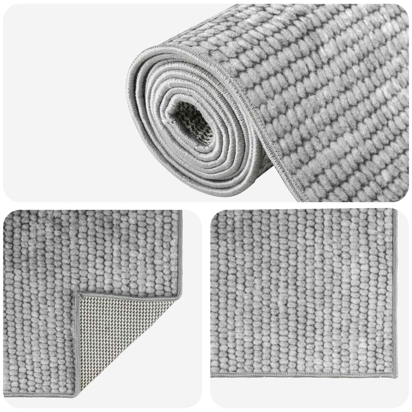 vidaXL Χαλί Γκρι 80 x 200 cm 100% Πολυεστέρας 3 mm Πλένεται