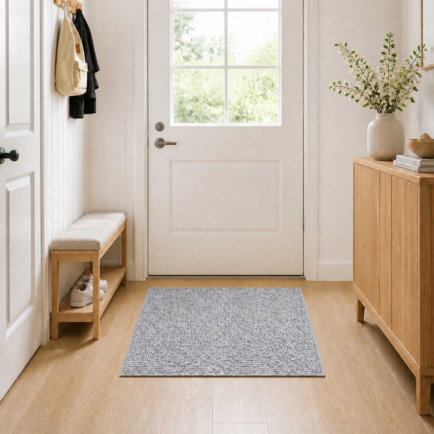 vidaXL Χαλί Γκρι 100 x 100 cm 100% Πολυεστέρας 3 mm Πλένεται