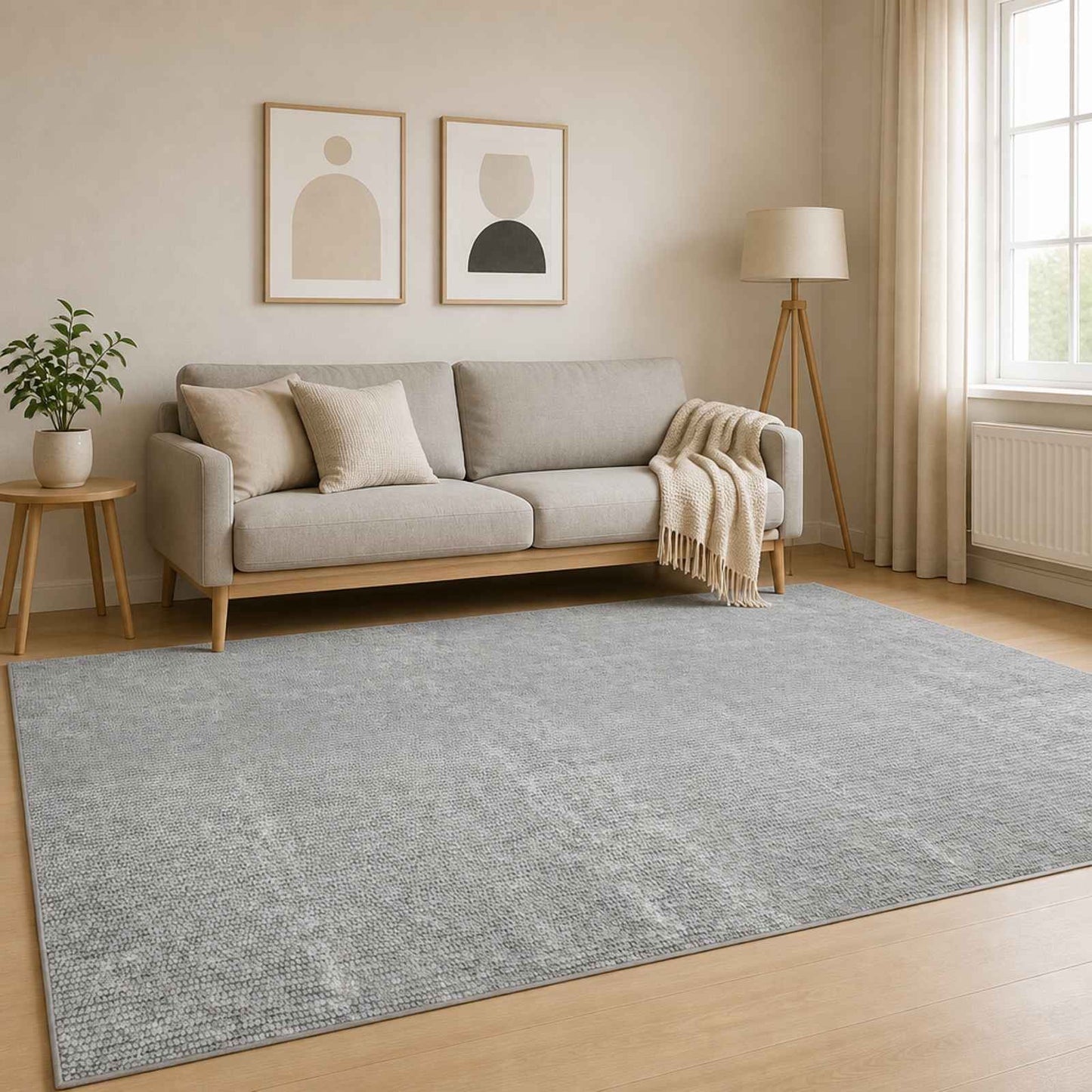 vidaXL Χαλί Γκρι 120 x 180 cm 100% Πολυεστέρας 3 mm Πλένεται