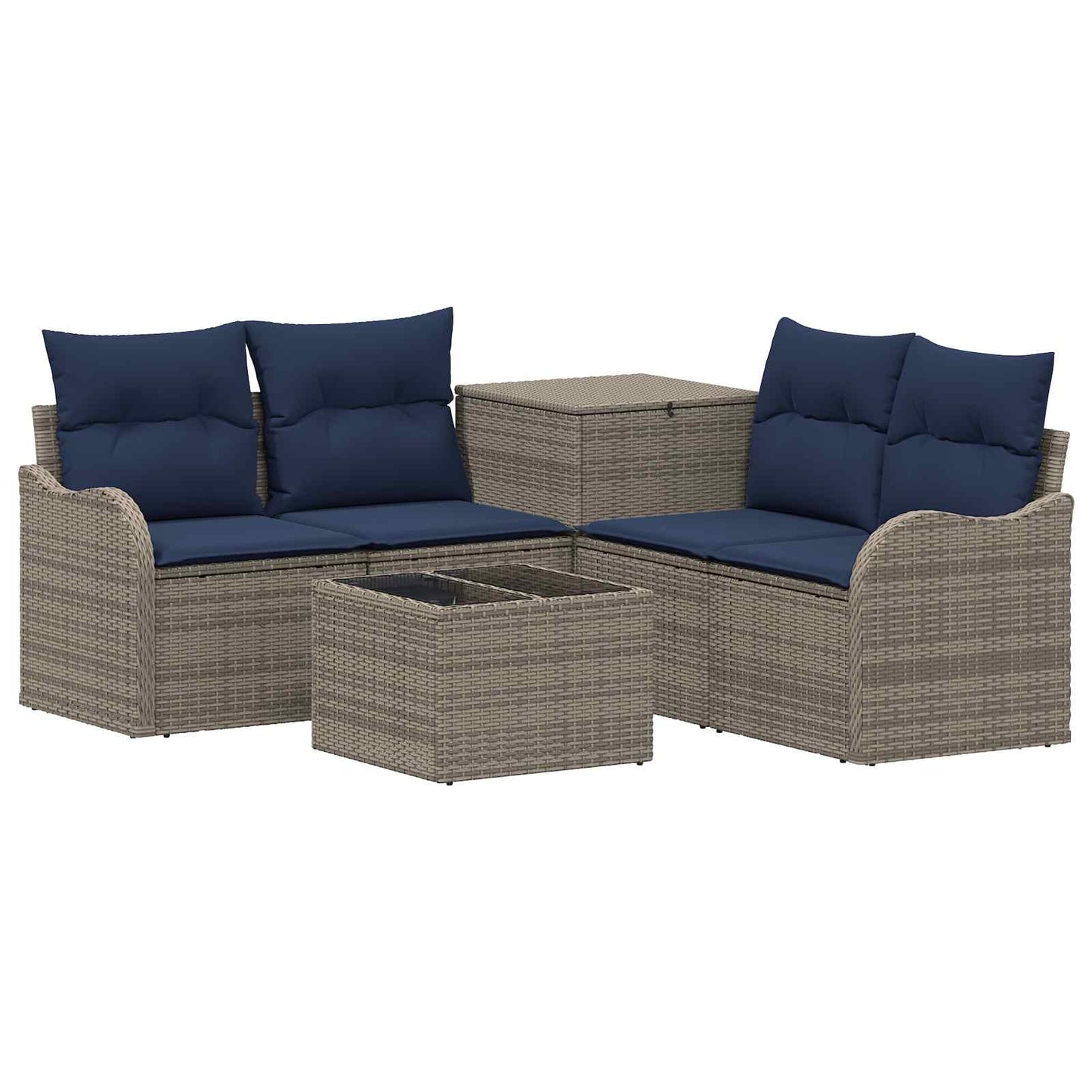 vidaXL Σετ Καναπέ 6 τμχ. Γκρι και Navy Blue Πολυ-ρακί και Χάλυβας