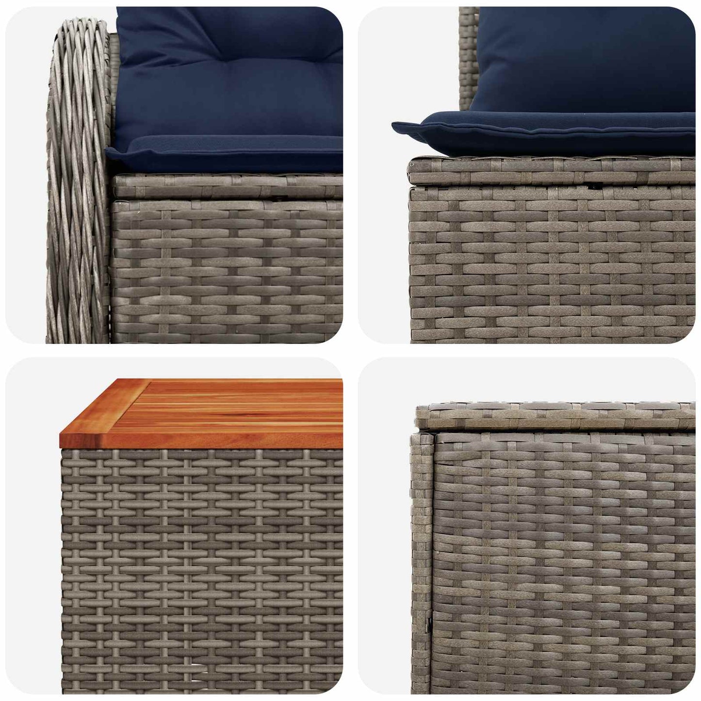 vidaXL Σετ Καναπέ 6 τμχ. Γκρι και Navy Blue Πολυ-ρακί και Χάλυβας
