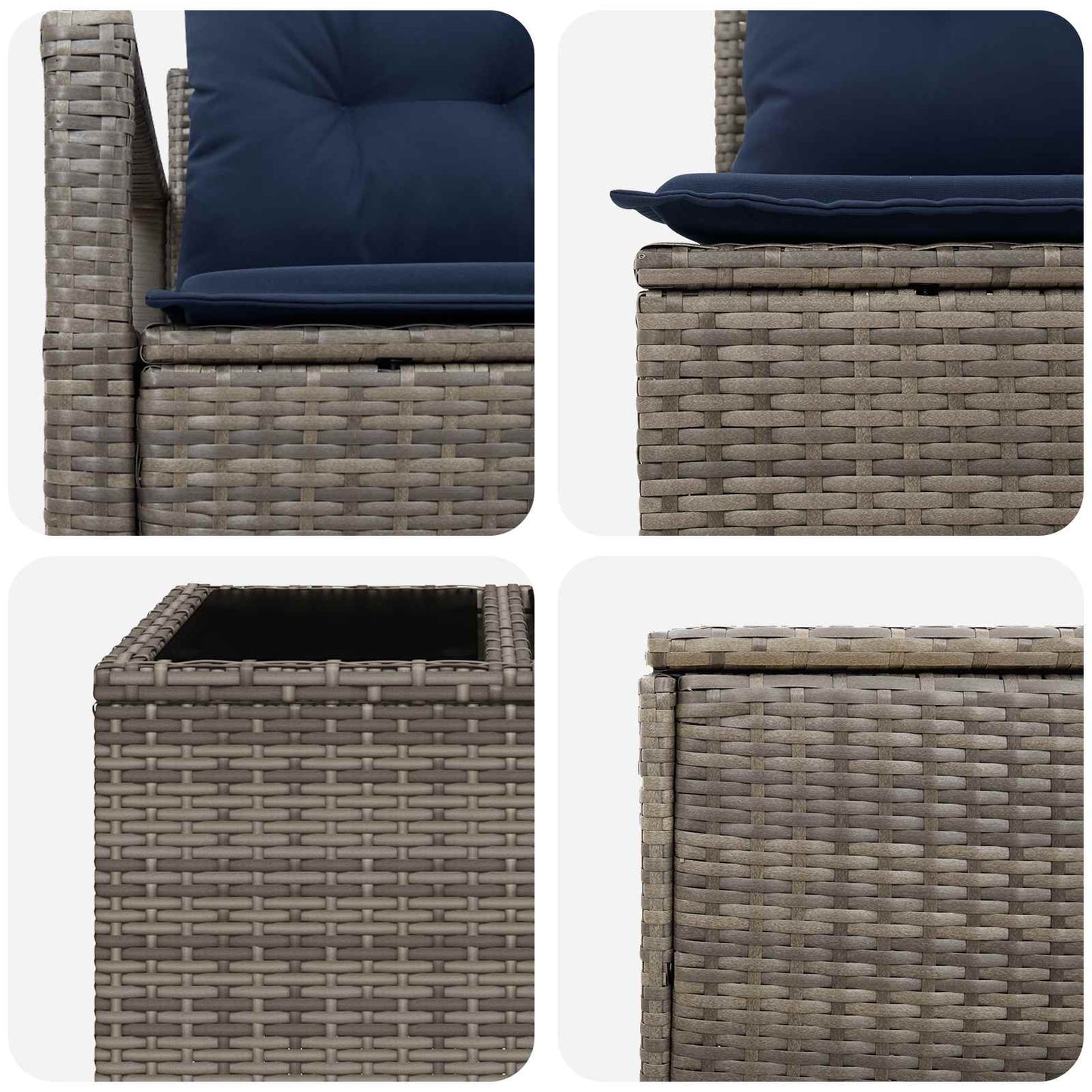 vidaXL Σετ Καναπέ 6 τμχ. Γκρι και Navy Blue Πολυ-ρακί και Χάλυβας