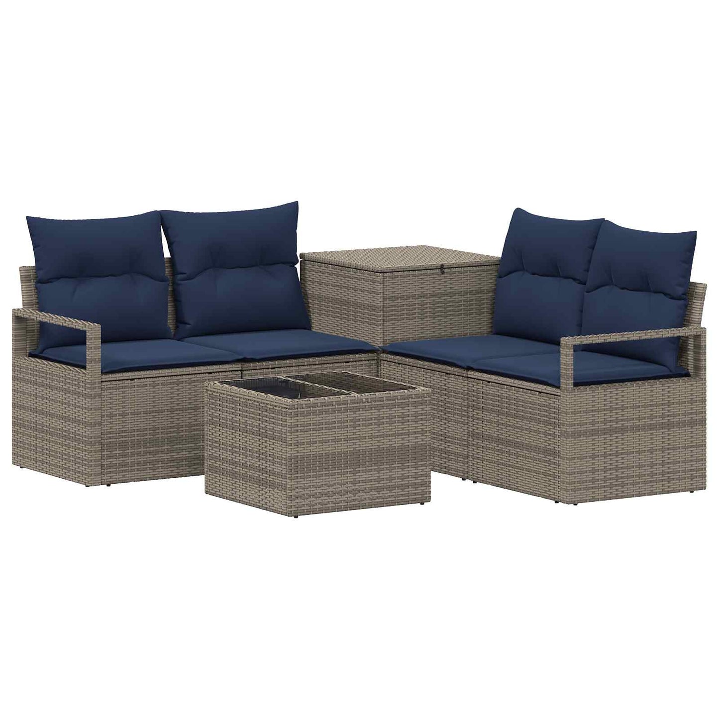 vidaXL Σετ Καναπέ 6 τμχ. Γκρι και Navy Blue Πολυ-ρακί και Χάλυβας