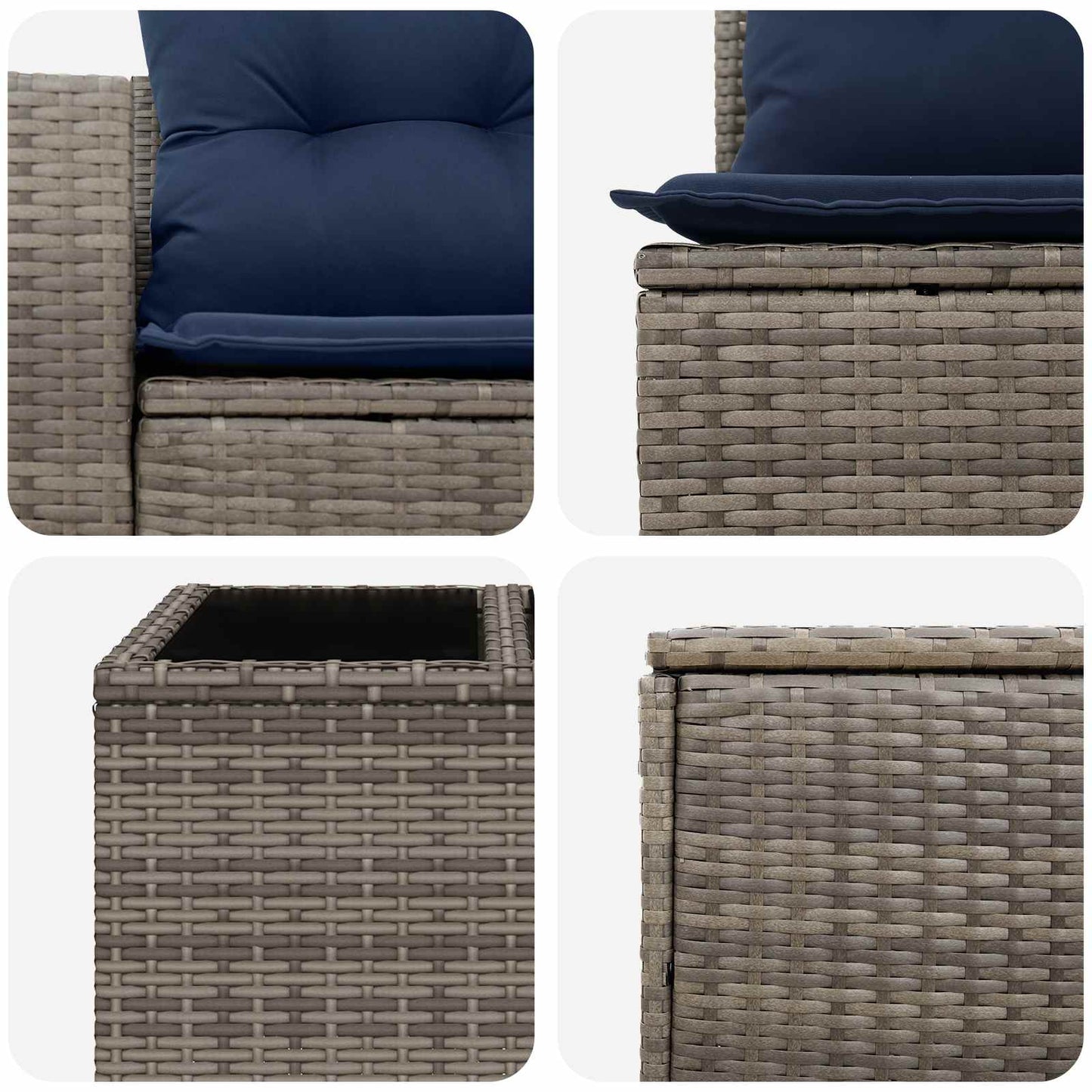 vidaXL Σετ Καναπέ 6 τμχ. Γκρι και Navy Blue Πολυ-ρακί και Χάλυβας