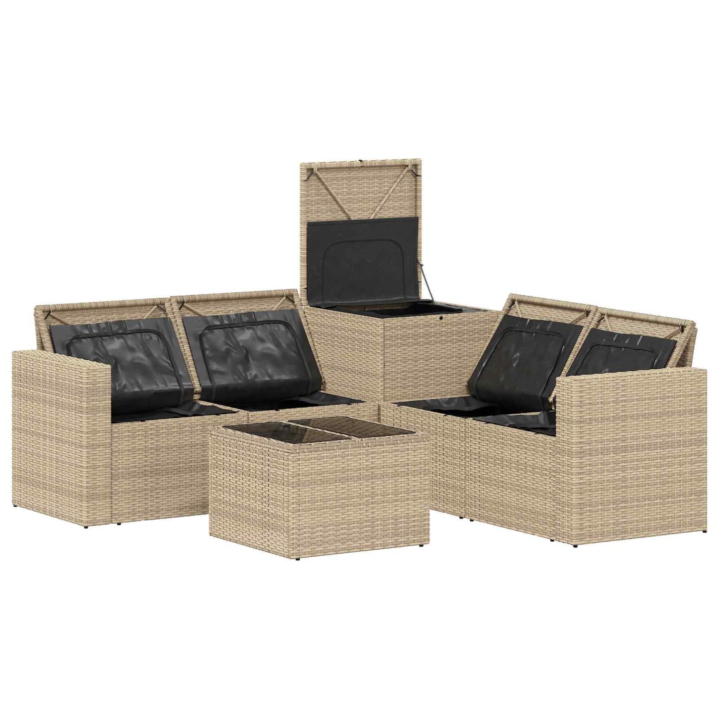 vidaXL Σετ Καναπέ 6 τμχ. Μπεζ και Κρέμ Πολυ-ρακί και Χάλυβας