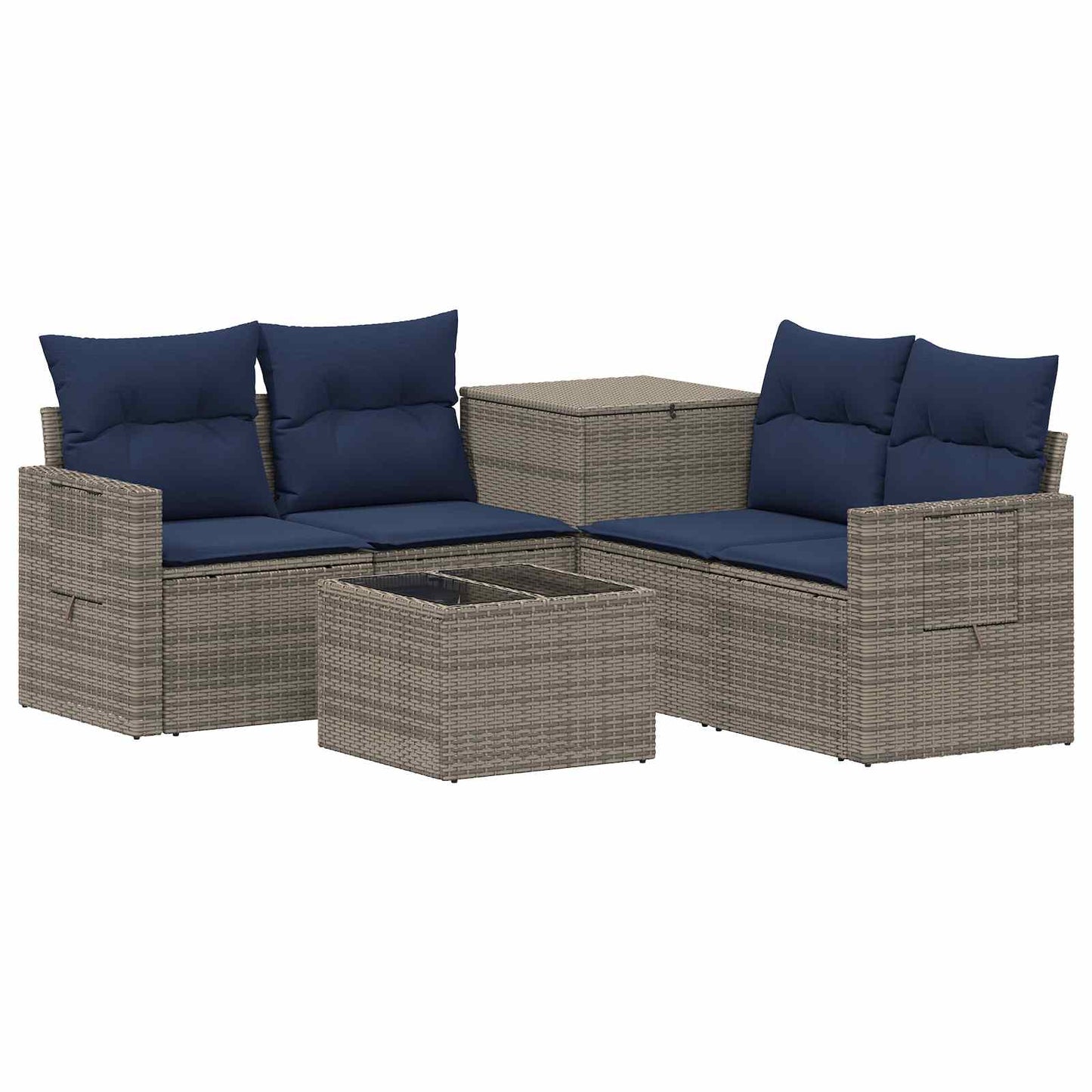 vidaXL Σετ Καναπέ 6 τμχ. Γκρι και Navy Blue Πολυ-ρακί και Χάλυβας