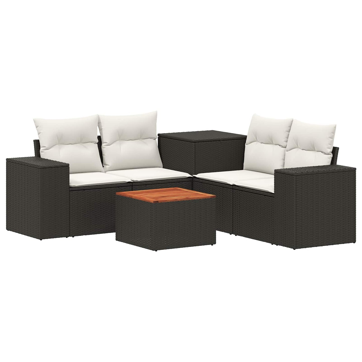 vidaXL Σετ Καναπέ 6 τμχ. Μαύρο και Κρεμ Λευκό Πολυ-ρακί και Χάλυβας