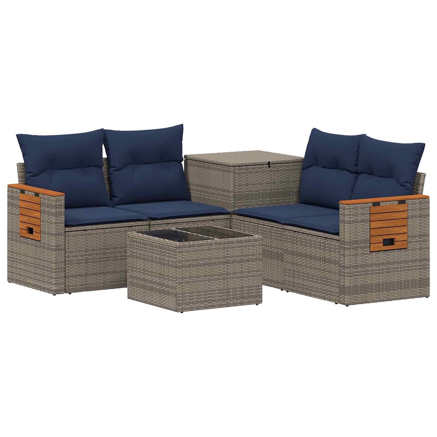 vidaXL Σετ Καναπέ 6 τμχ. Γκρι και Navy Blue Πολυ-ρακί και Χάλυβας