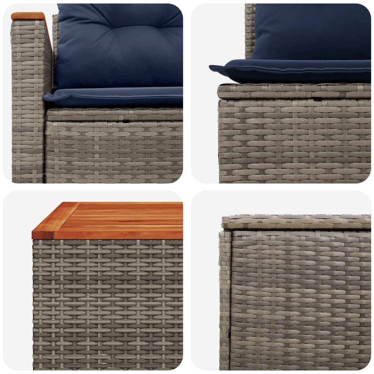 vidaXL Σετ Καναπέ 6 τμχ. Γκρι και Navy Blue Πολυ-ρακί και Χάλυβας