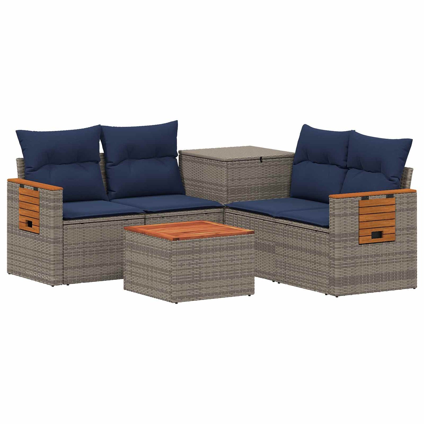 vidaXL Σετ Καναπέ 6 τμχ. Γκρι και Navy Blue Πολυ-ρακί και Χάλυβας