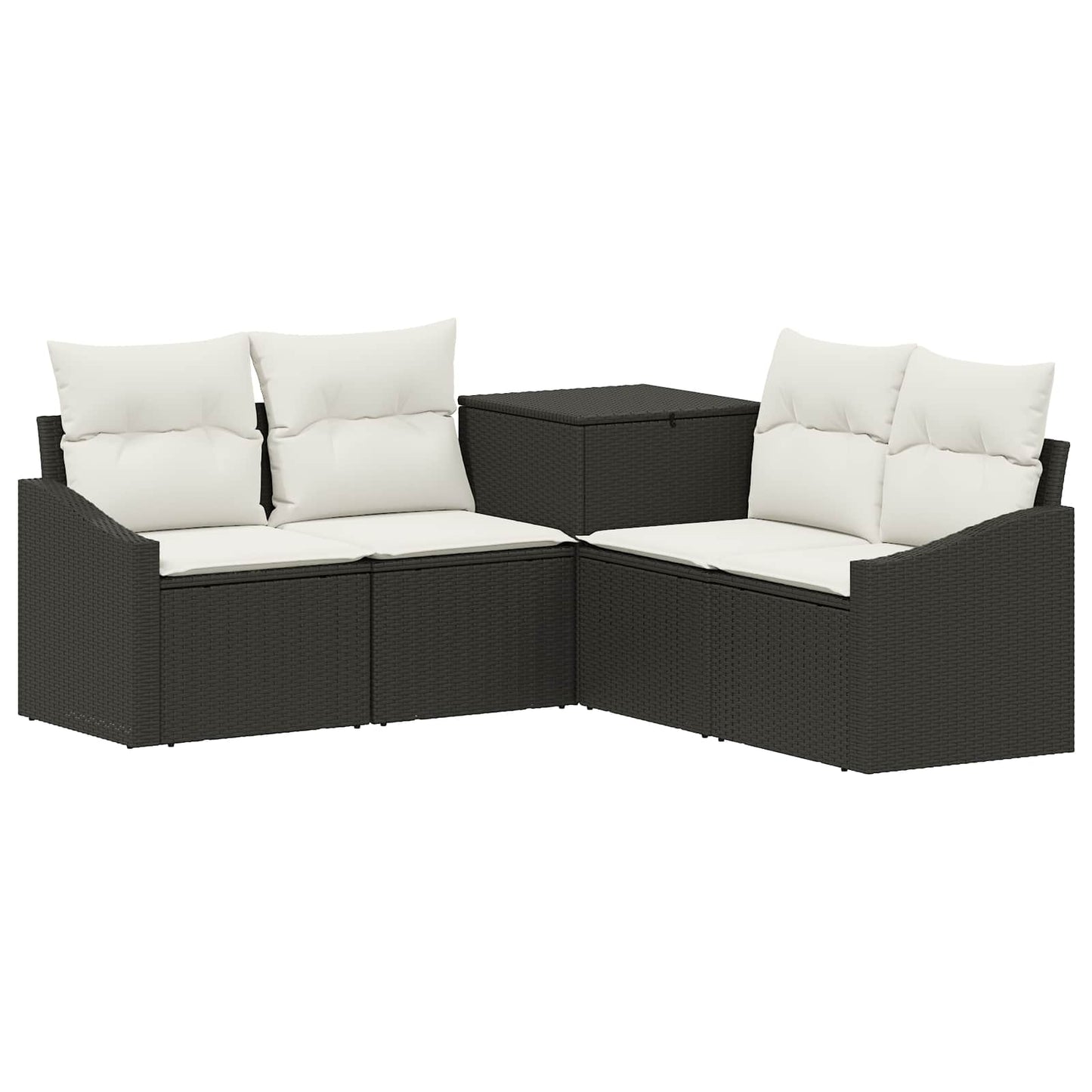 vidaXL Σετ Καναπέ 5 τμχ. Μαύρο και Κρεμ Λευκό 178,5 x 178,5 x 85 εκ