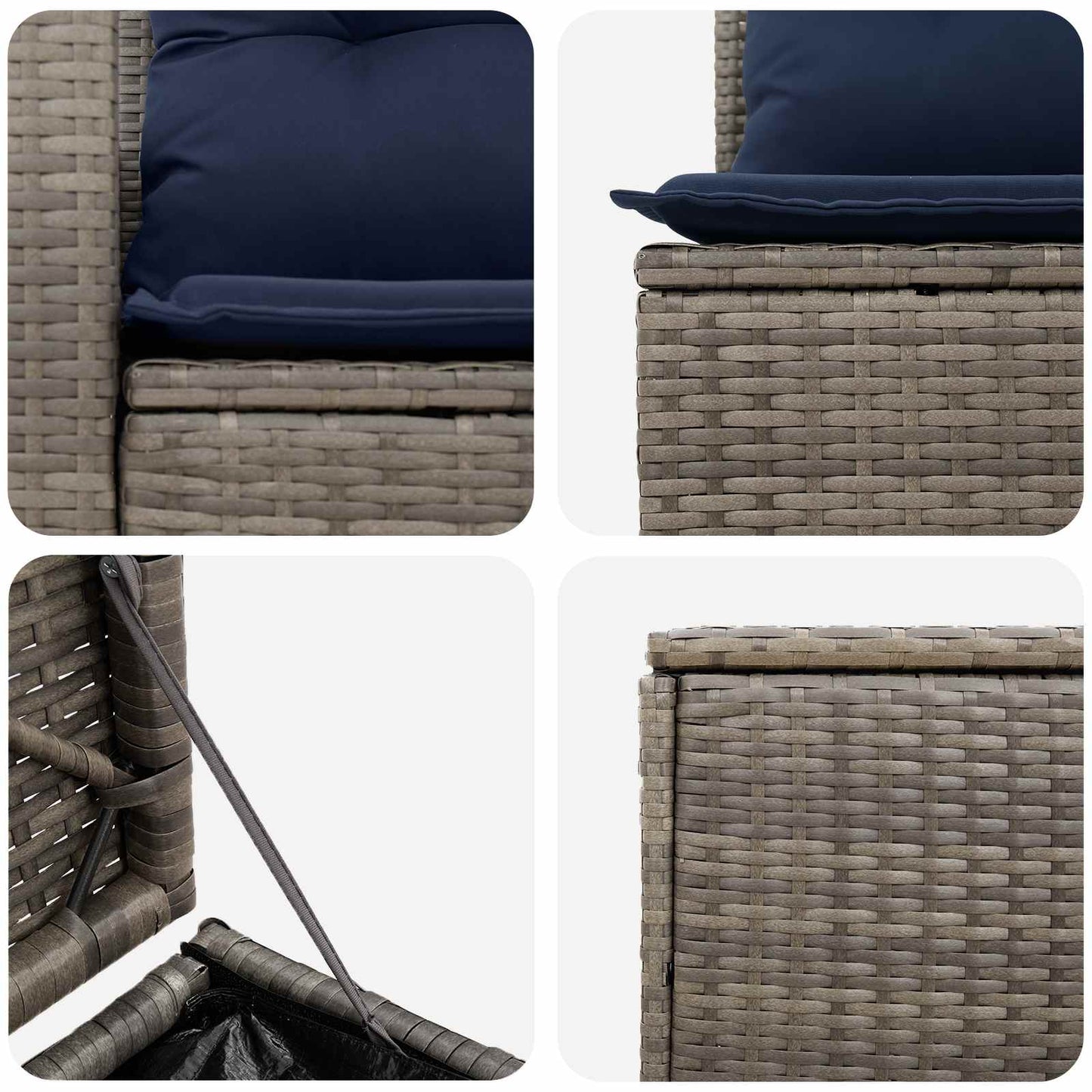 vidaXL Σετ Καναπέ 5 τμχ. Γκρι και Navy Blue Πολυ-ρακί και Χάλυβας
