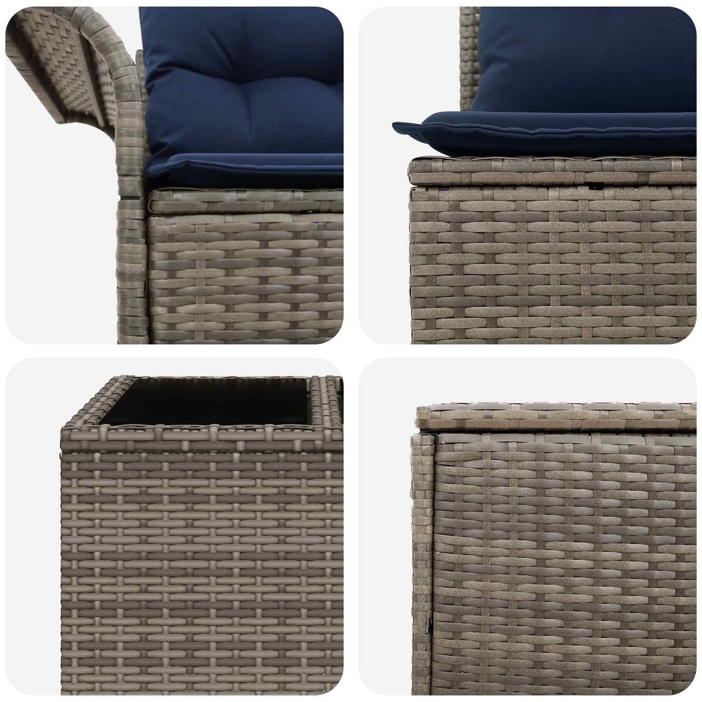 vidaXL Σετ Καναπέ 8 τμχ. Γκρι και Navy Blue Πολυ-ρακί και Χάλυβας