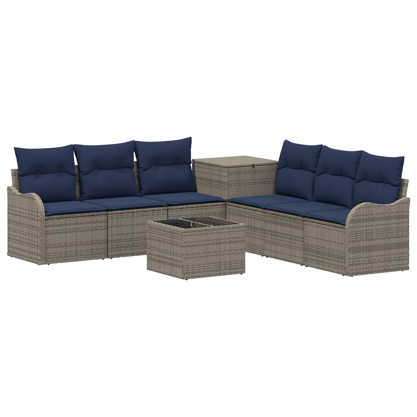 vidaXL Σετ Καναπέ 8 τμχ. Γκρι και Navy Blue Πολυ-ρακί και Χάλυβας