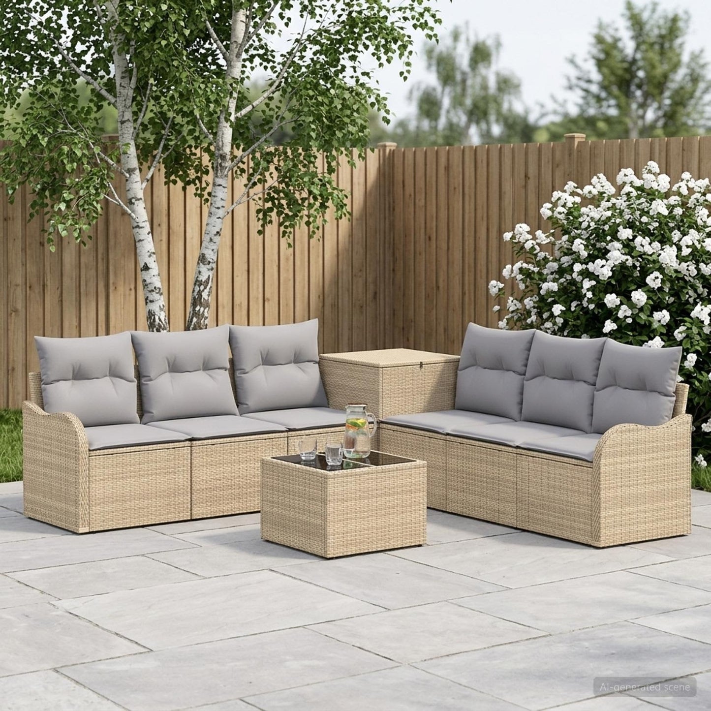 vidaXL Σετ Καναπέ 8 τμχ. Μπέζ και Ανοιχτό Γκρι 55 x 55 x 37 εκ