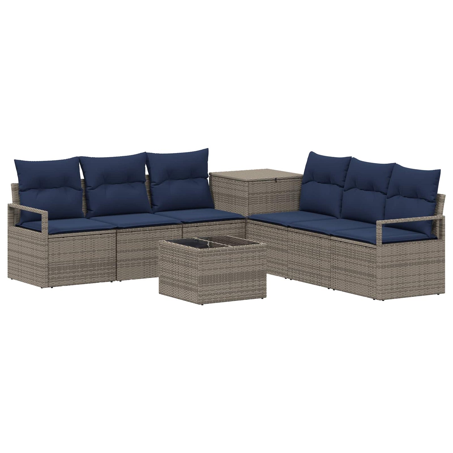 vidaXL Σετ Καναπέ 8 τμχ. Γκρι και Navy Blue Πολυ-ρακί και Χάλυβας